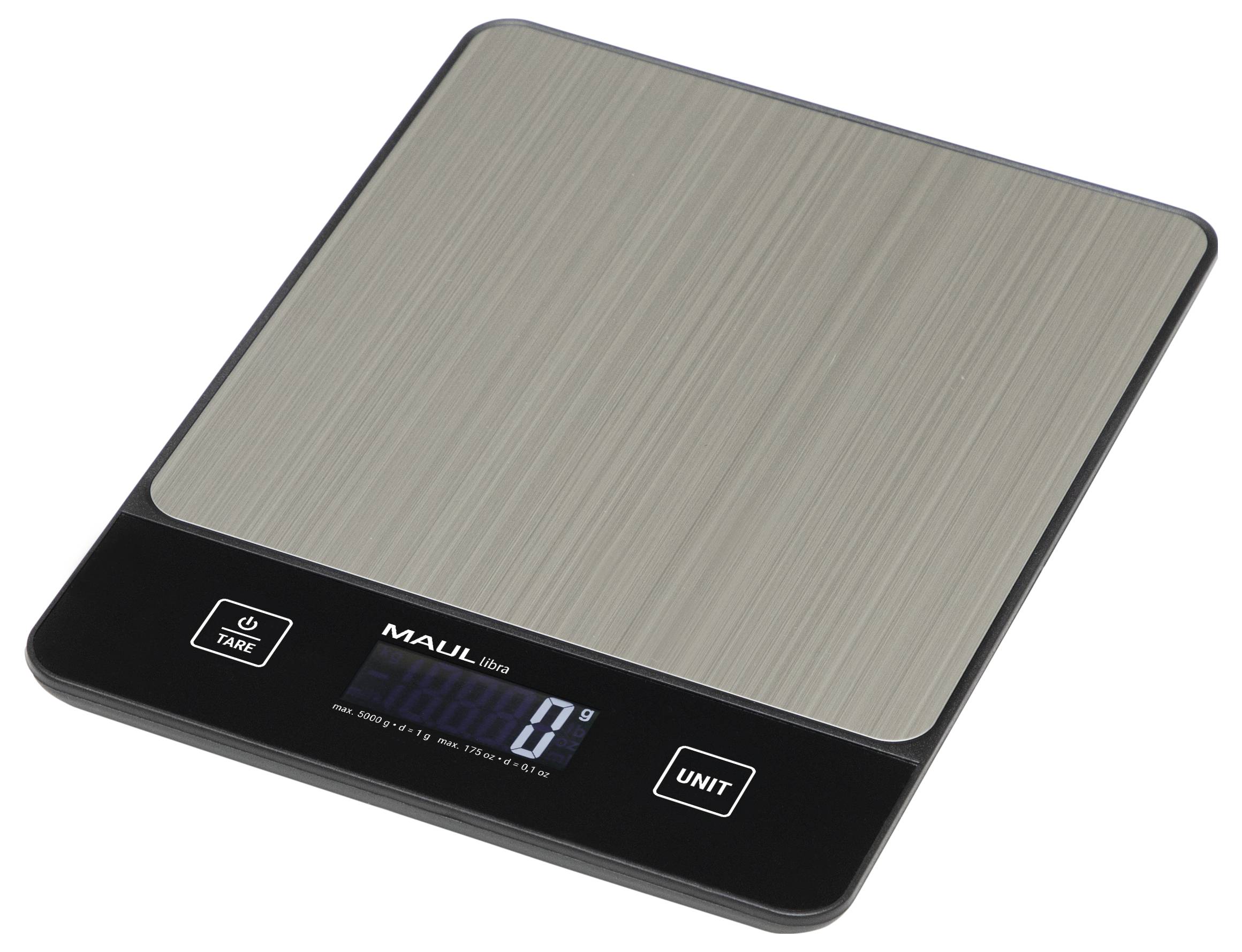 Maul MAULlibra Briefwaage Wägebereich (max.) 5000g Ablesbarkeit 1g batteriebetrieben Schwarz, Silber