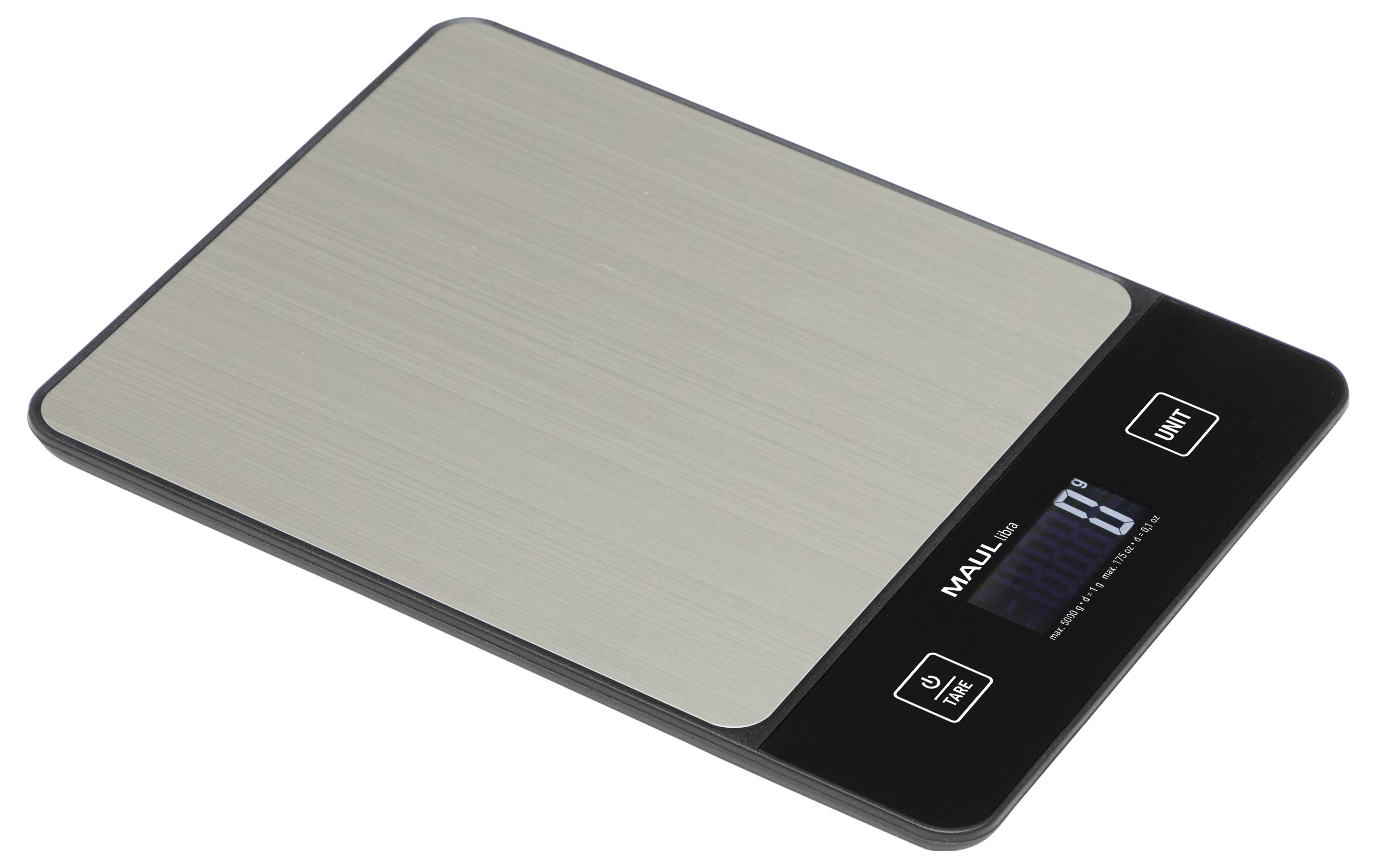 Maul MAULlibra Briefwaage 1657090 Wägebereich (max.) 5000g Ablesbarkeit 1g batteriebetrieben Schwarz, Silber