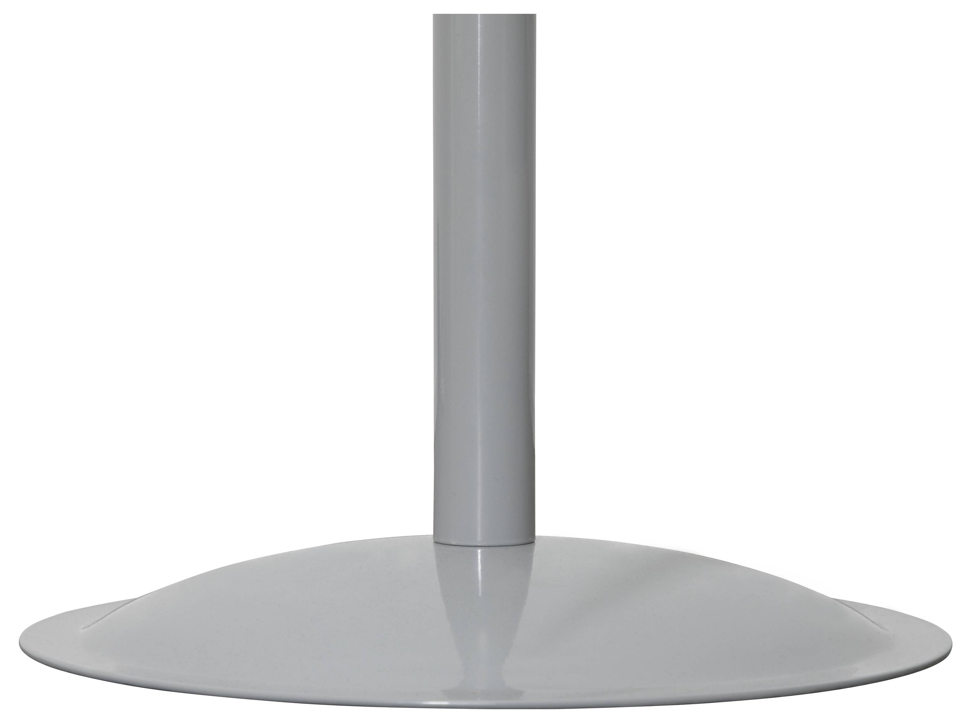 Eine graue, runde Schirmständer mit einem zentralen vertikalen Stangenhalter.