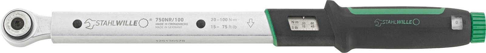 Stahlwille 750NR/100 50021003 Drehmomentschlüssel mit Umschaltknarre 3/8" (10 mm) 20 - 100 Nm