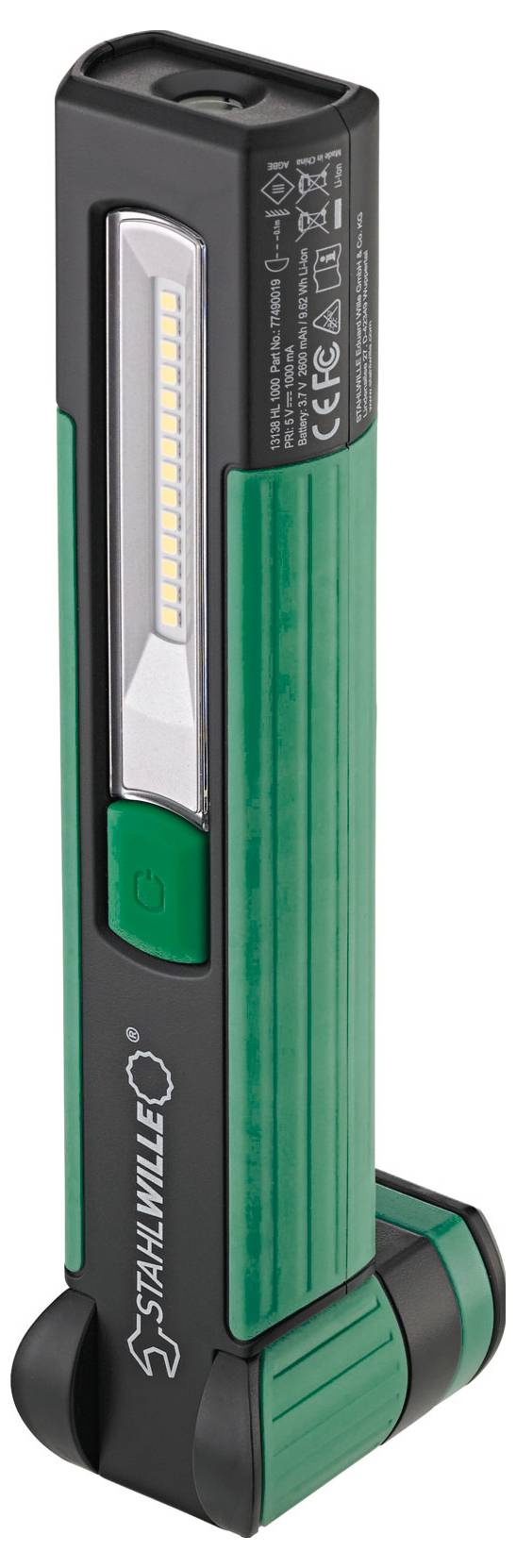 Stahlwille 77490019 LED Akku Handleuchte 1000lm, Haltemagnete, drehbare Haken, 7h Leuchtdauer 2021 Energieeffizienzklasse n.rel