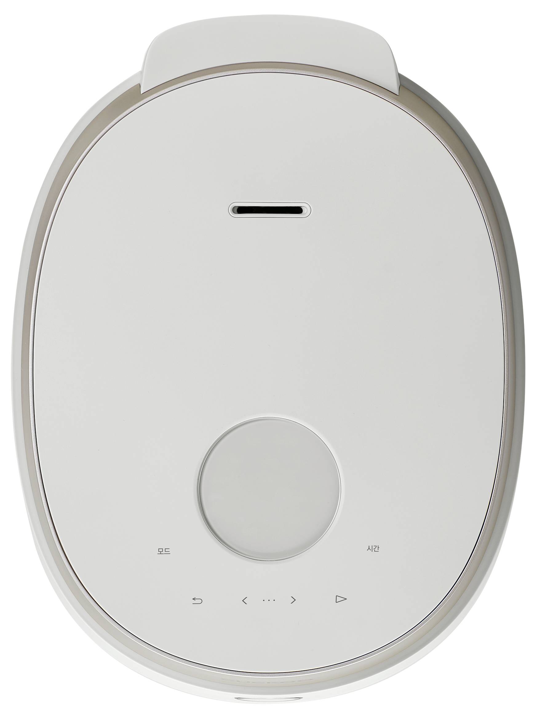 Ein weißes, ovales Sensorgerät mit Tasten am unteren Ende, das für die Überwachung von Umweltbedingungen entwickelt wurde.