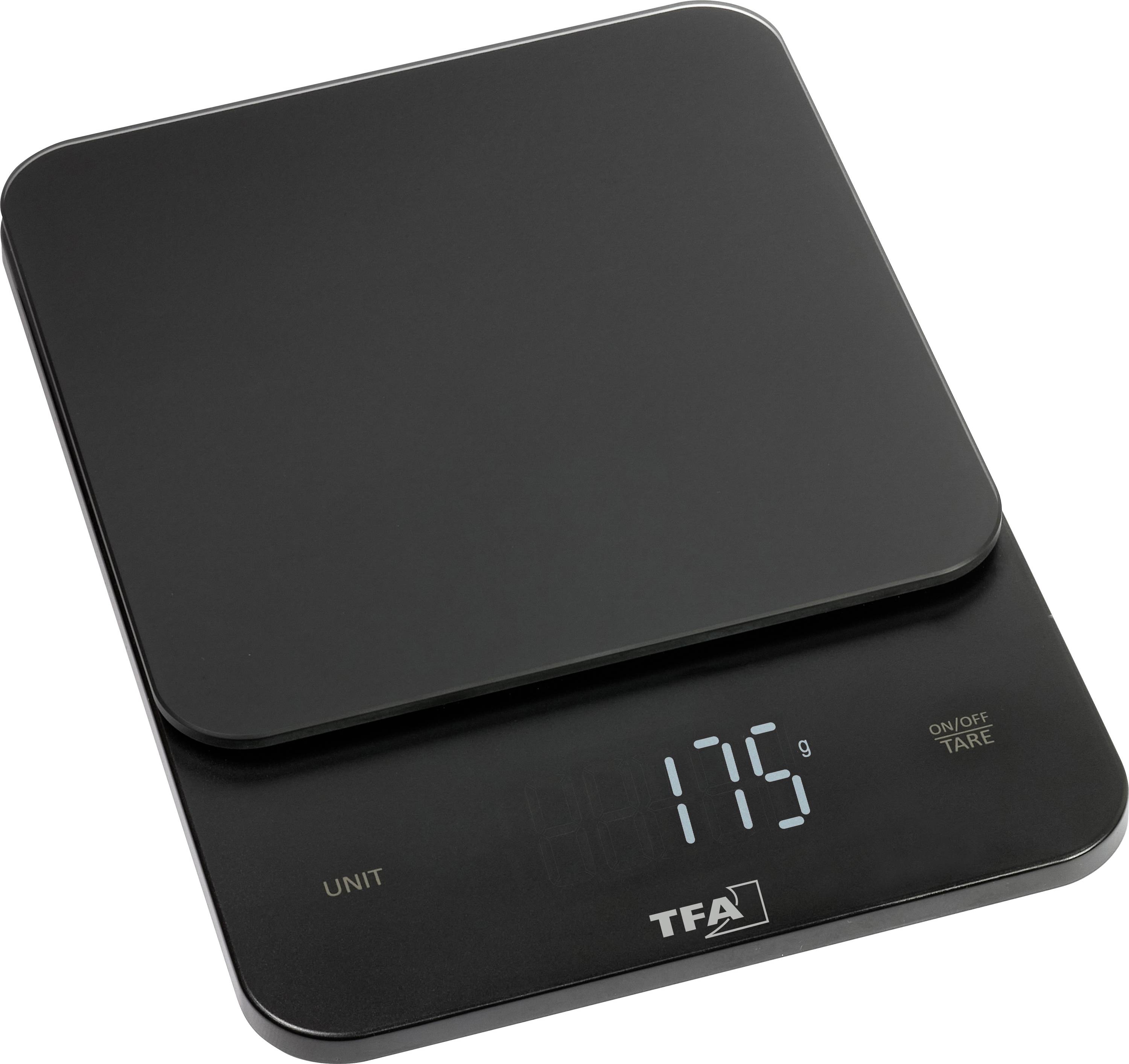 TFA Dostmann BROWNIE Digitale Küchenwaage digital digital Wägebereich (max.)=5000g Schwarz 130 x 180 x 20