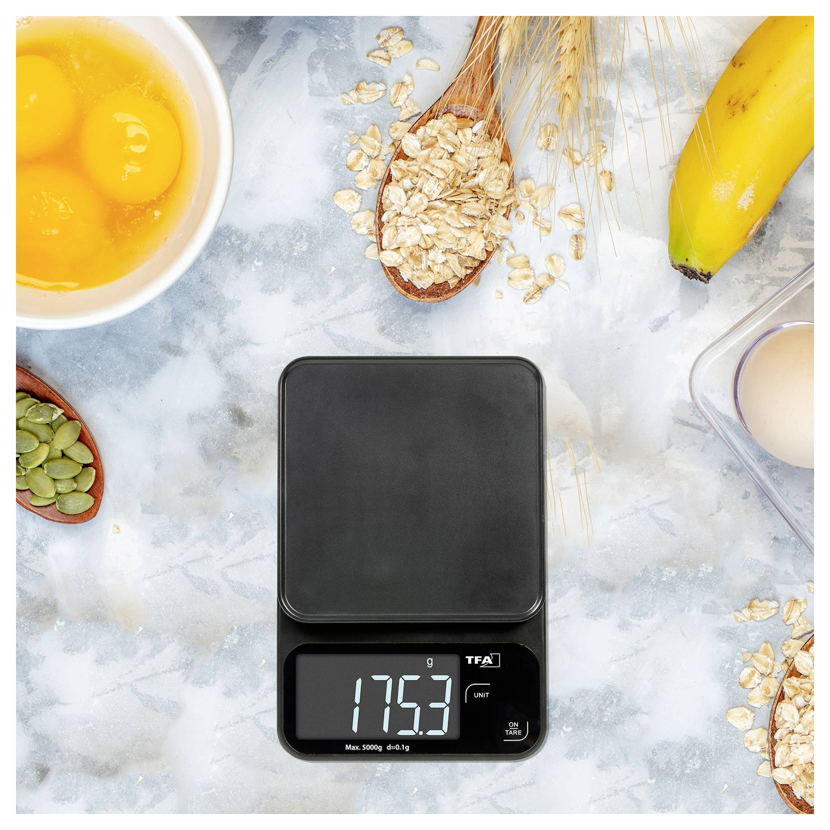 TFA Dostmann COOKIE Digitale Küchenwaage digital digital, mit Messschale Wägebereich (max.)=5000g Schwarz 130 x 195 x 29