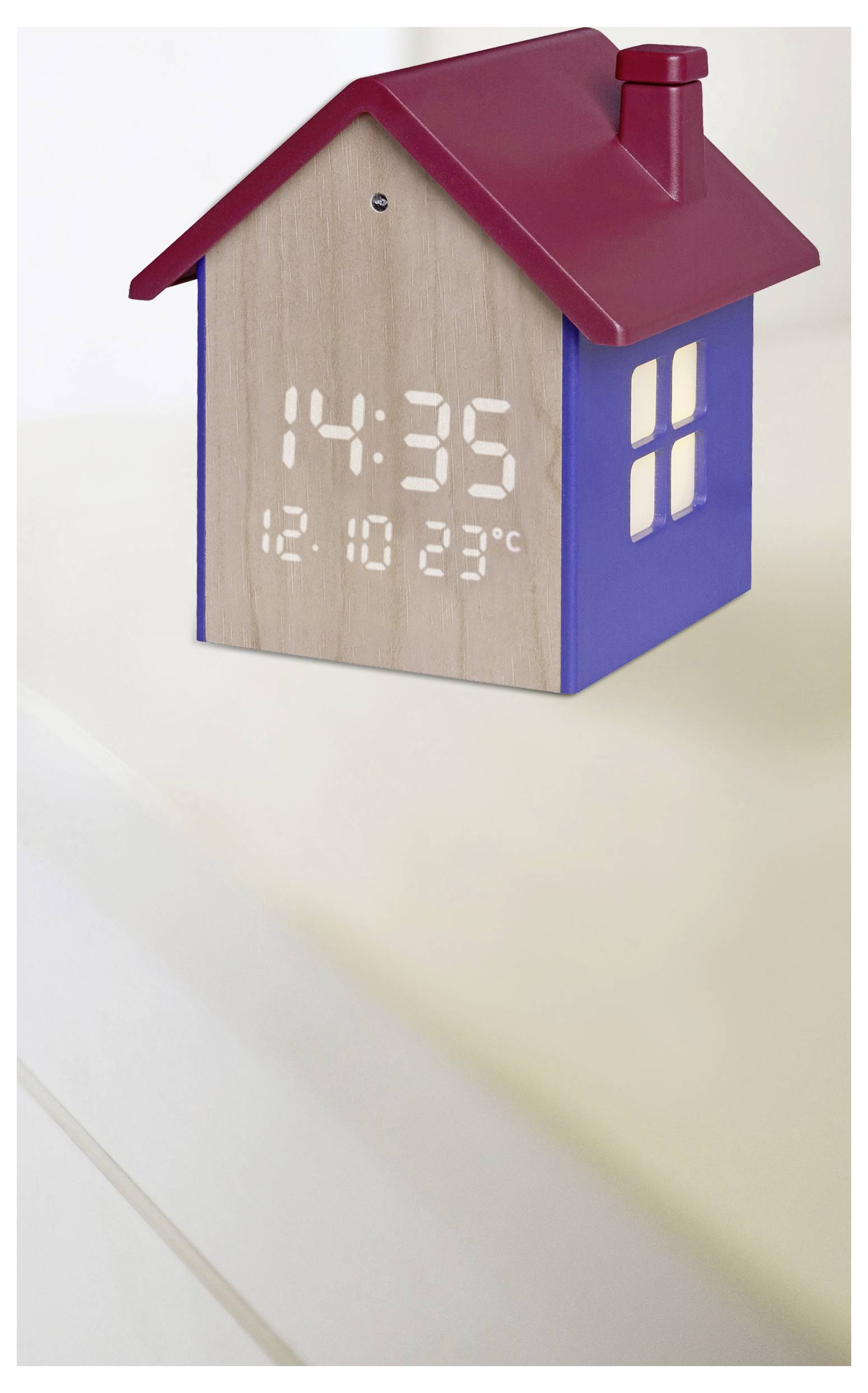 TFA Dostmann 60.2046.06 Quarz Wecker Blau, Rot, Holz Alarmzeiten 1