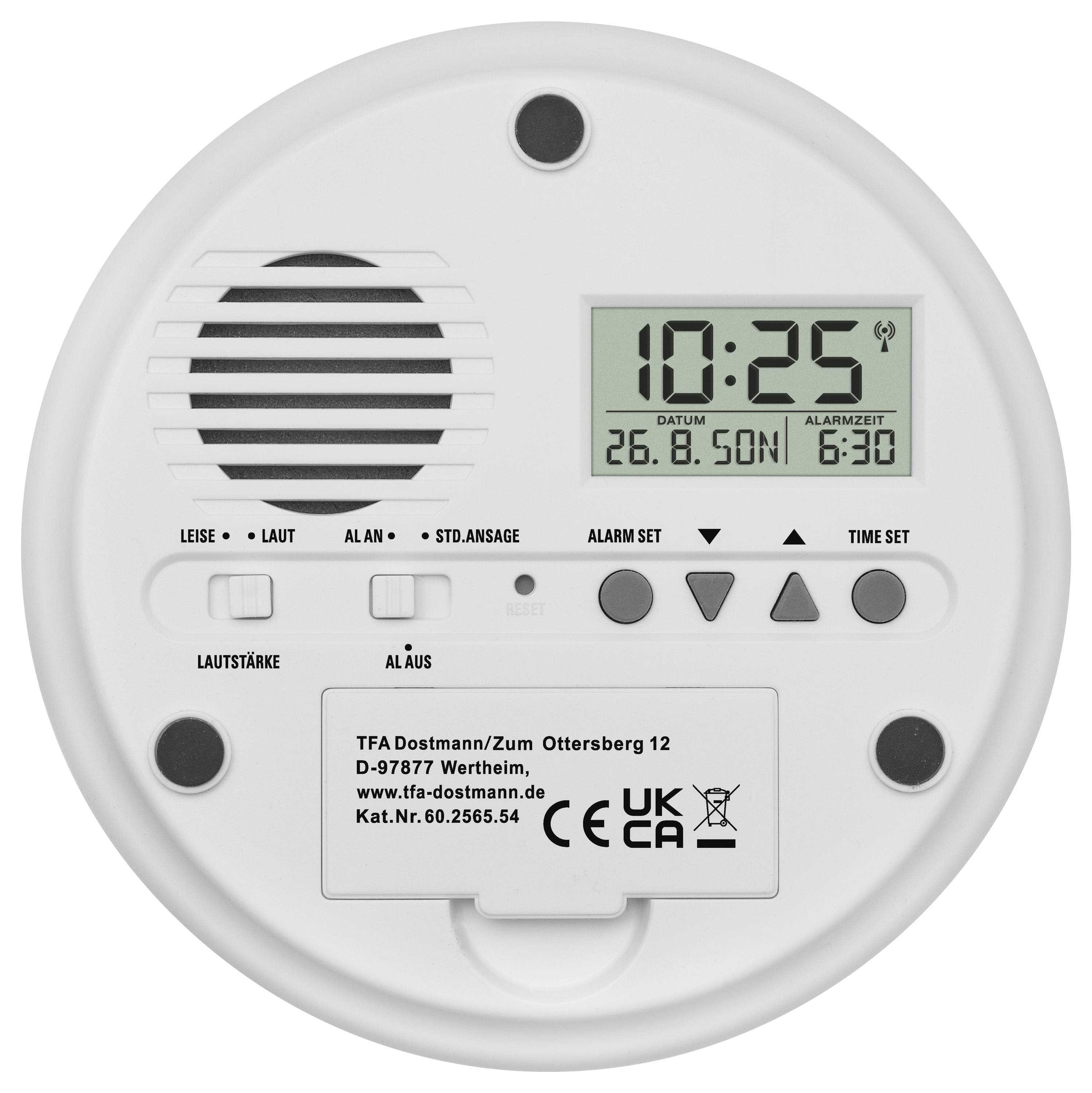 TFA Dostmann 60.2565.54 Funk Wecker Silber Alarmzeiten 1