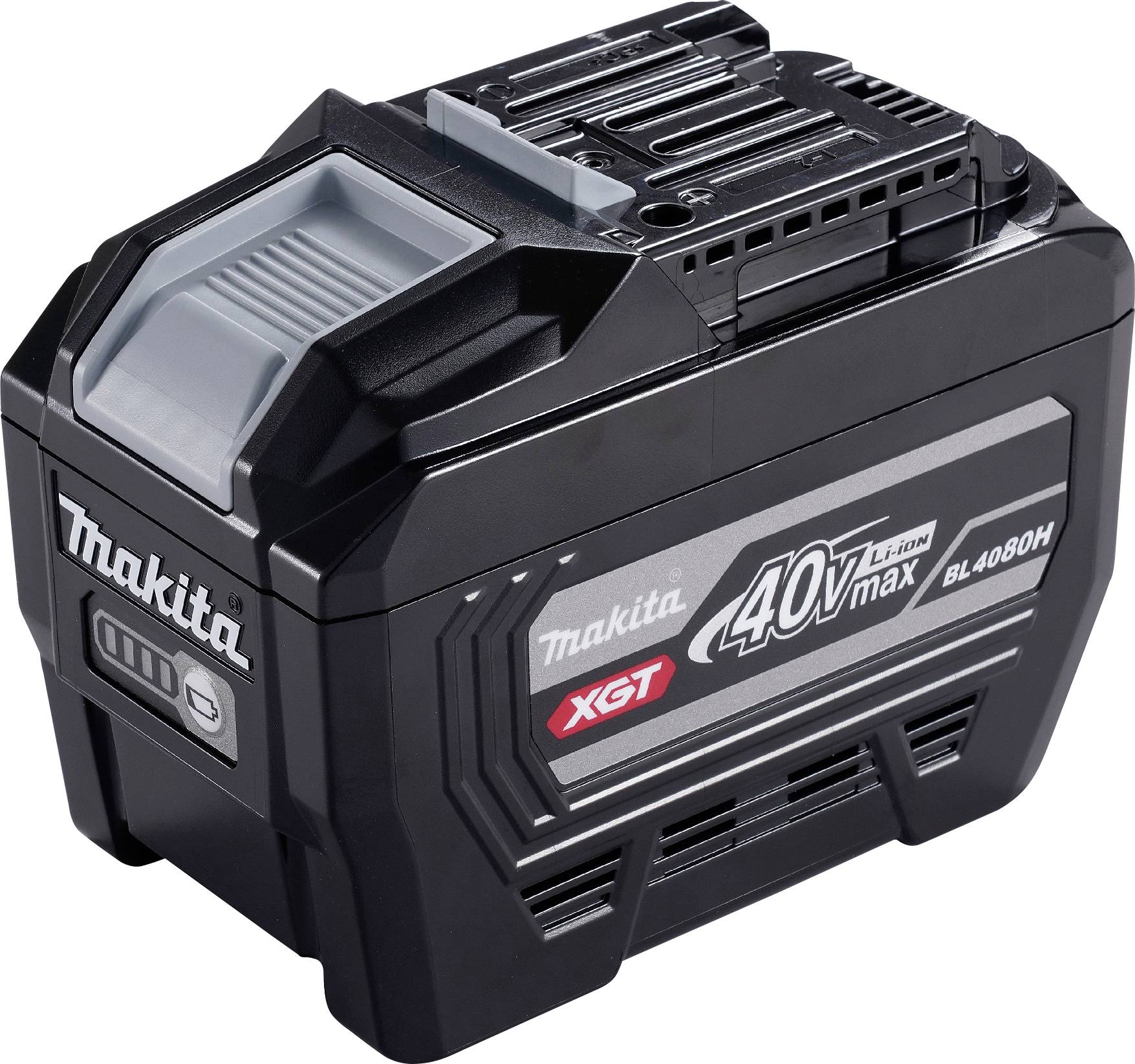 Makita 40V max Lithium-Ionen-Akku, Modell BL4040H, mit schwarzem Gehäuse und 