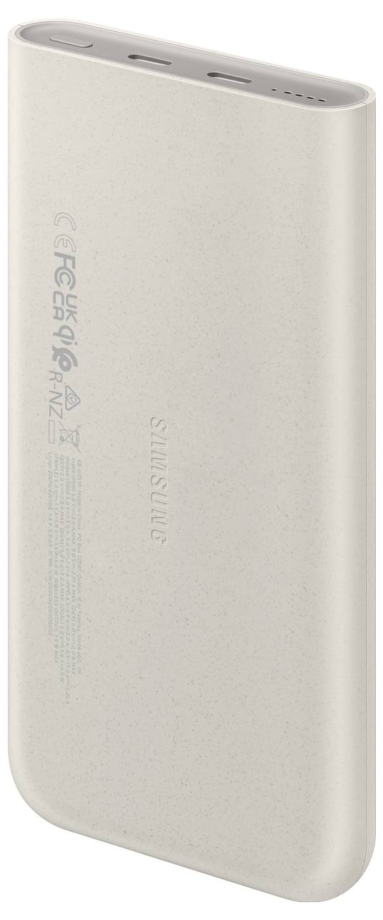 Eine schwarze tragbare Powerbank mit der Aufschrift „20000