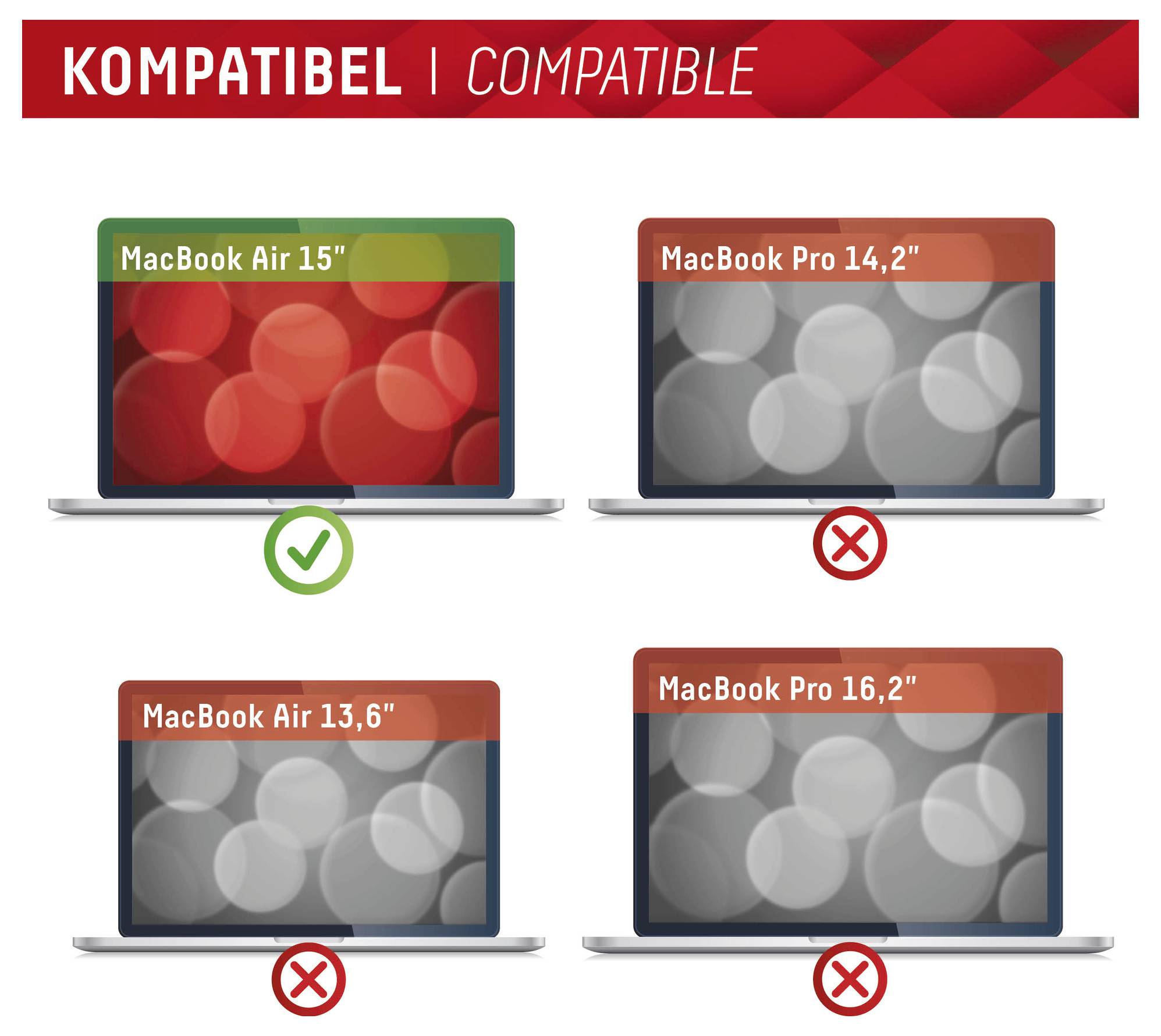 Kompatibilitätsleitfaden für Laptop-Displayschutzfolien: Kompatibel mit MacBook Air 15