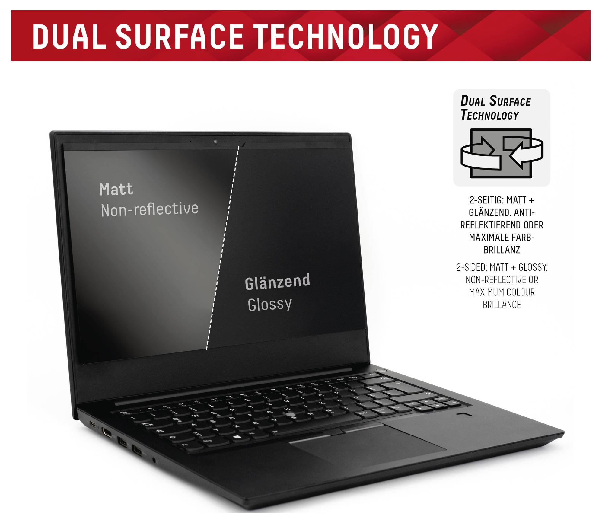 „Laptop mit dualer Oberflächentechnologie