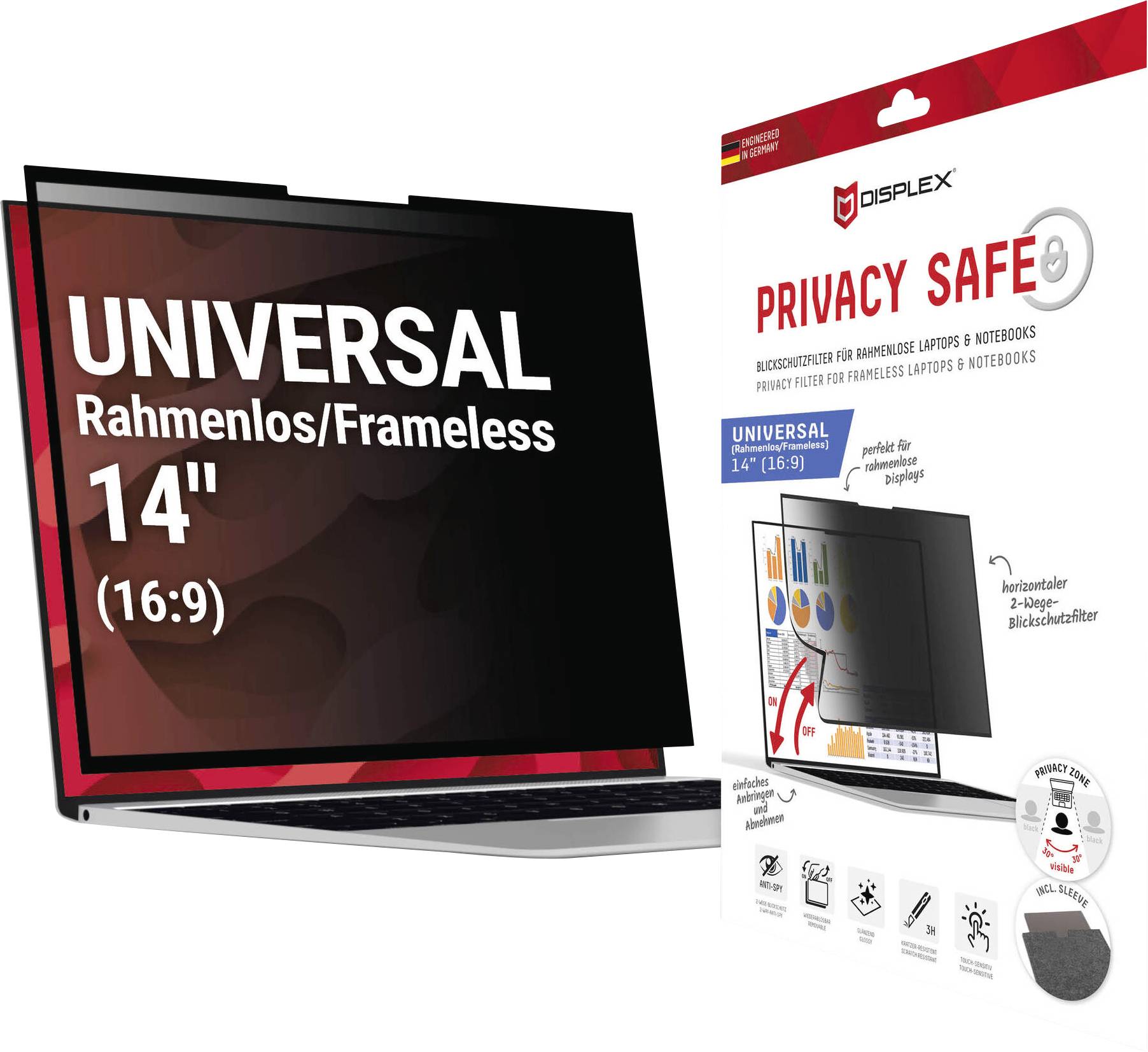 Laptop-Bildschirm mit dem Text „UNIVERSAL 14