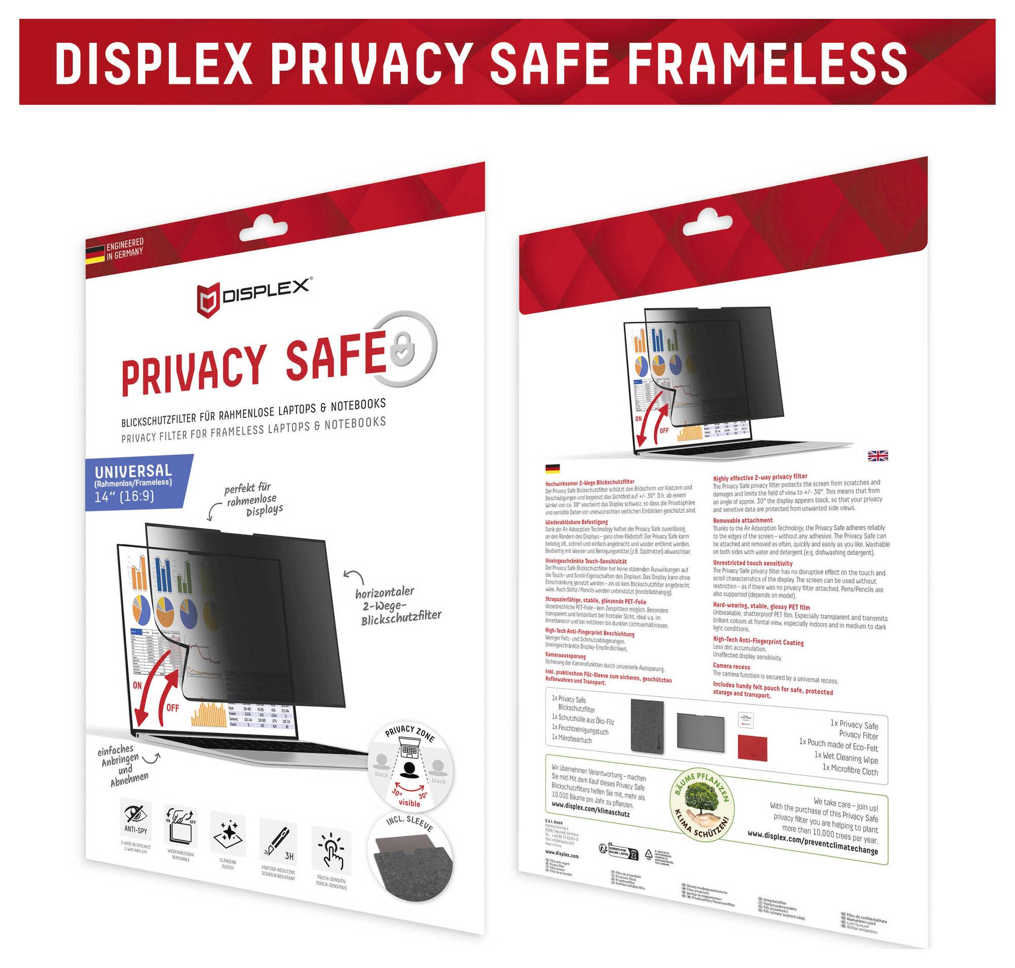 DISPLEX Displayschutzglas mit Blickschutz Universell Universell 1 St. 01991