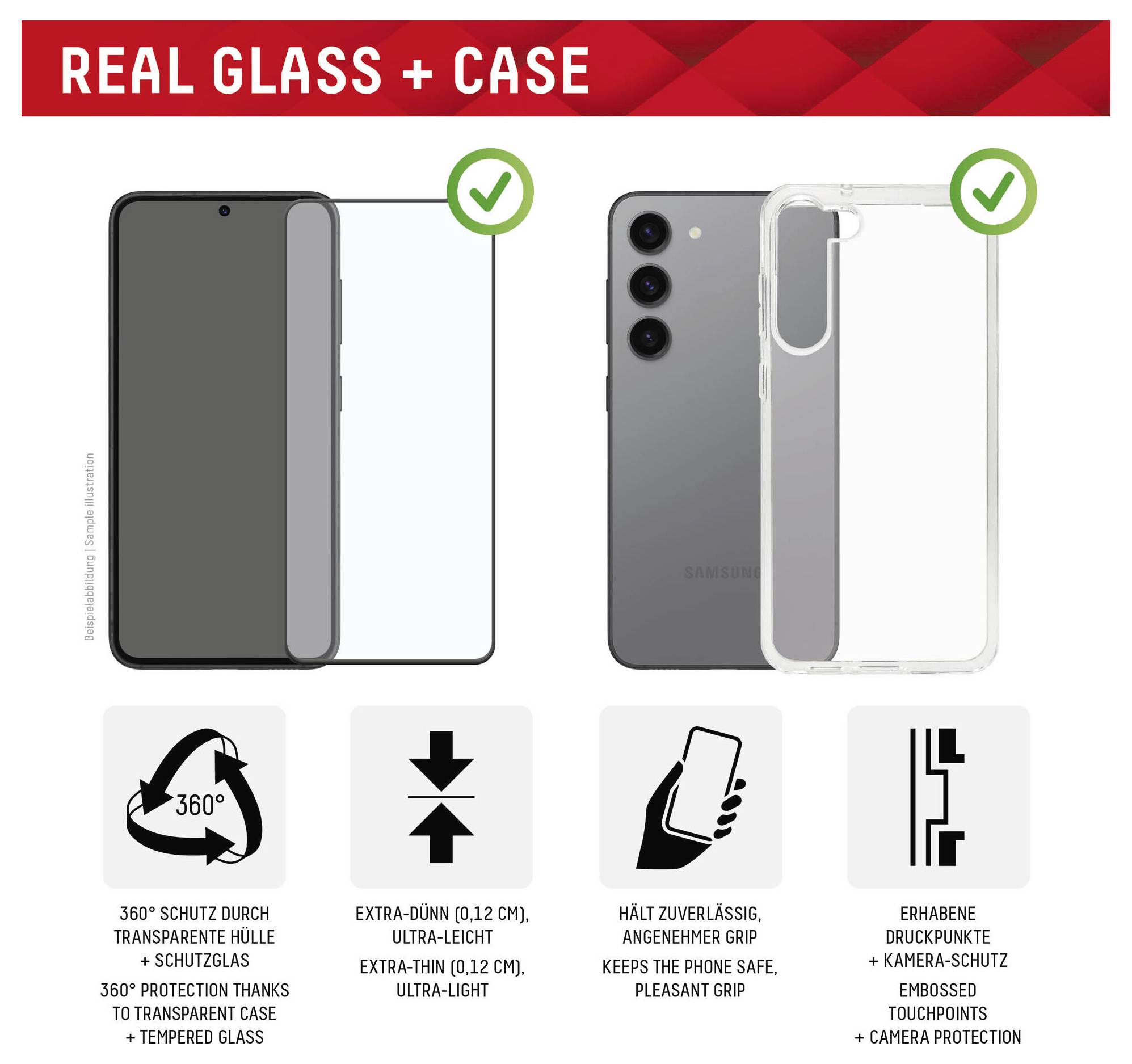 „Echtes Glas + Case