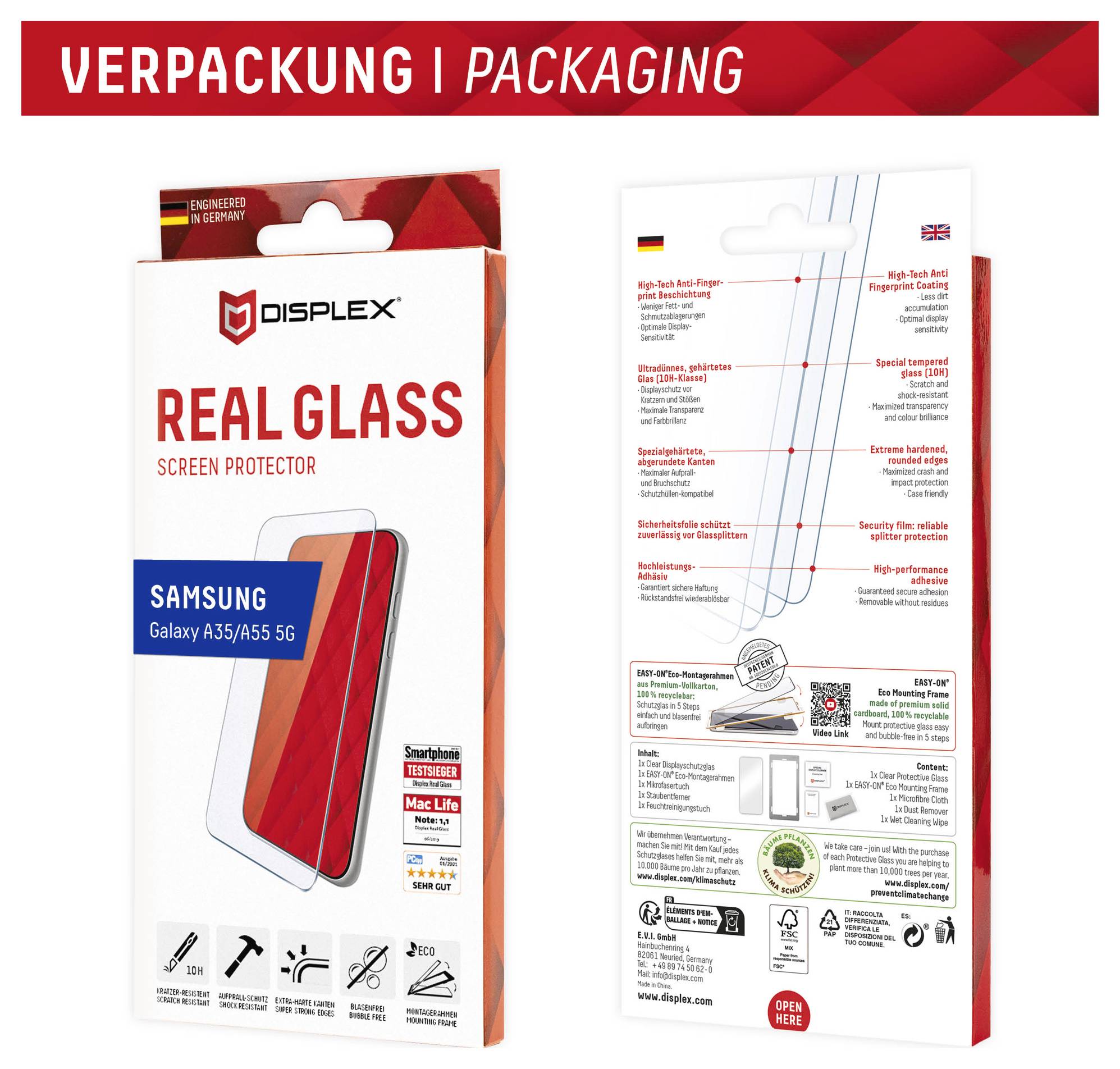 DISPLEX Displayschutzglas Samsung Galaxy A55 5G 1 St. Anti-Fingerprint 01940