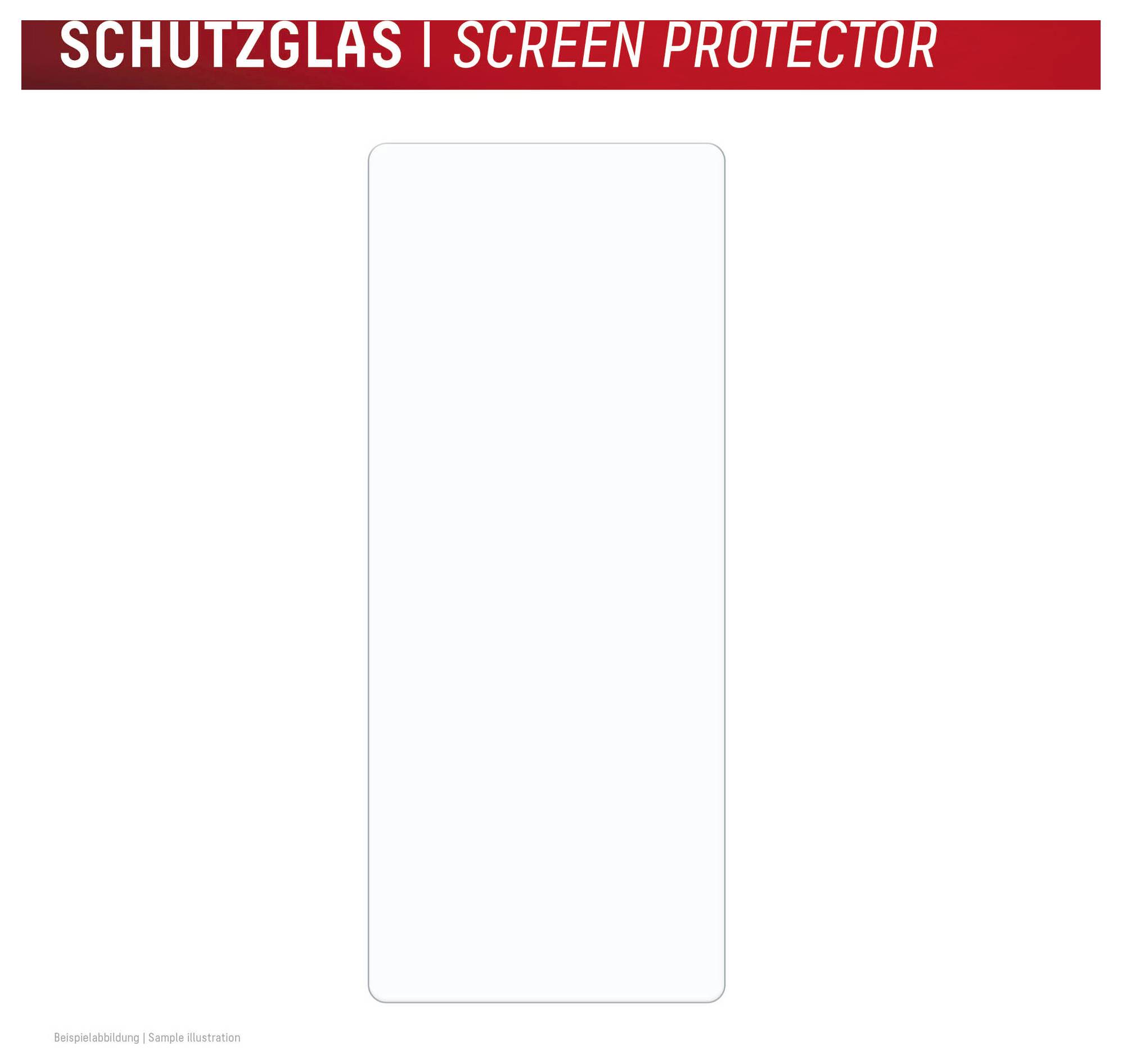 Schutzglas | Displayschutz - Verpackungsillustration zeigt einen klaren, rechteckigen Displayschutz für ein Geräte-Display.