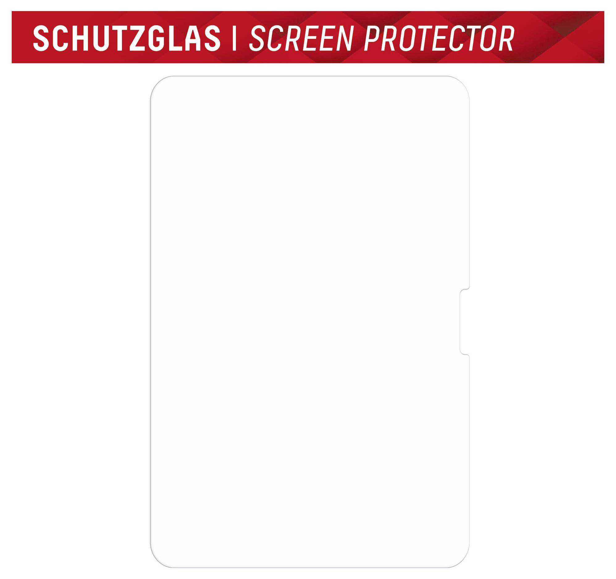 Ein weißer Displayschutz mit der Aufschrift „SCHUTZGLAS | SCREEN PROTECTOR