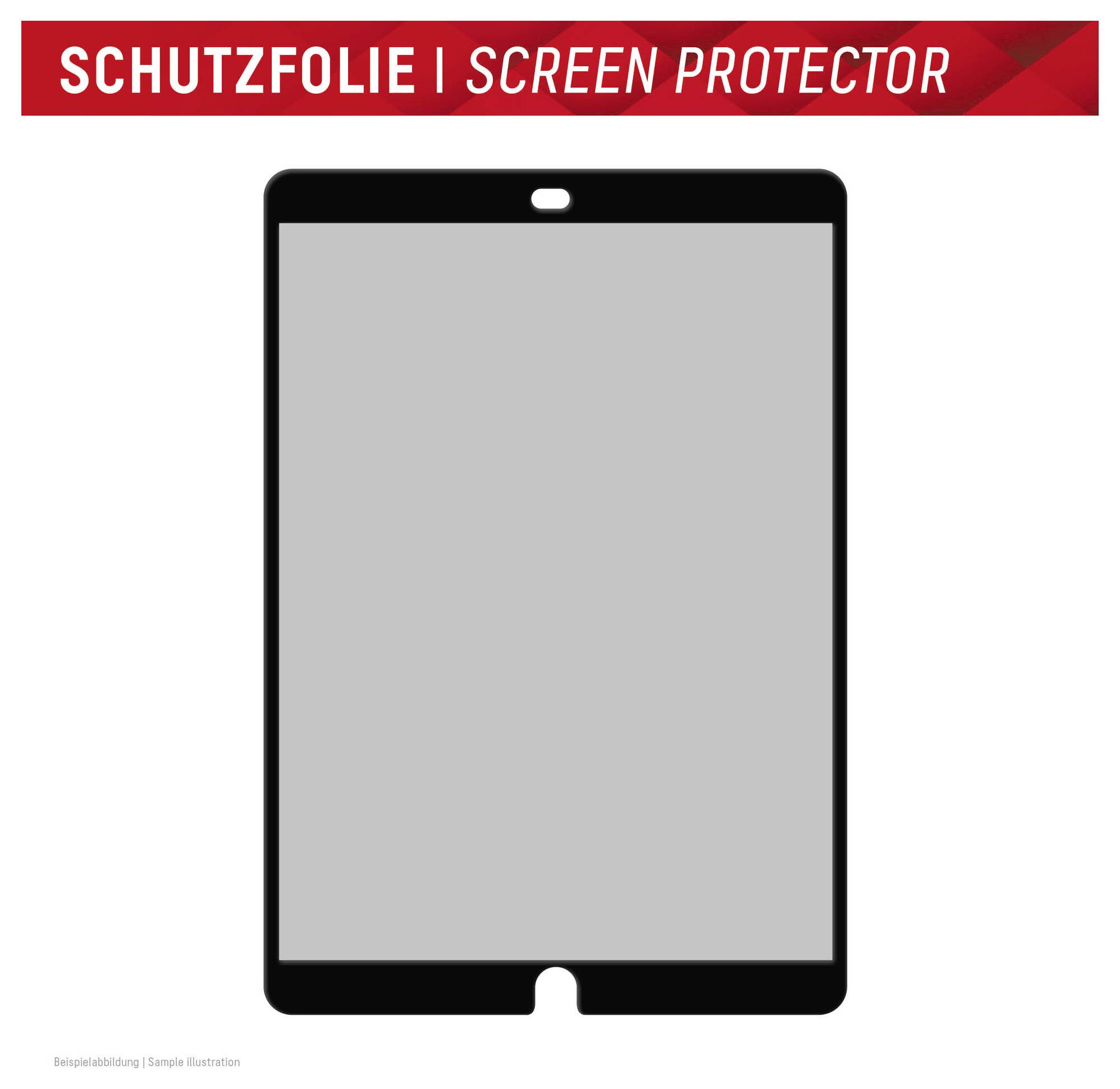 Rechteckige Displayschutzfolie mit Kameraausschnitt; gekennzeichnet als „Schutzfolie | Screen Protector