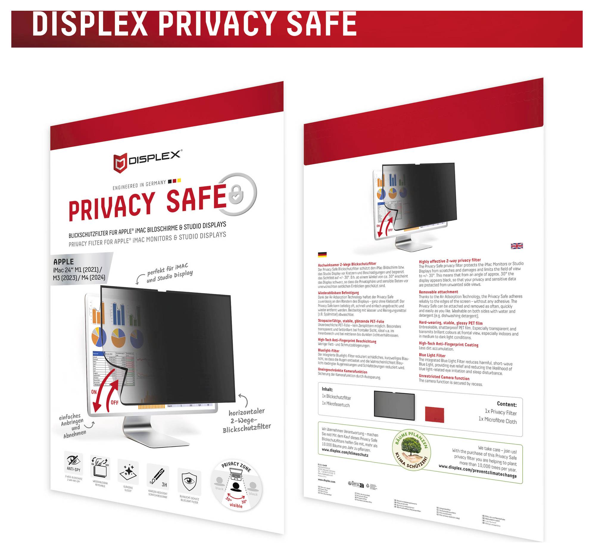 DISPLEX Displayschutzglas mit Blickschutz Apple iMac 24" 1 St. 02090