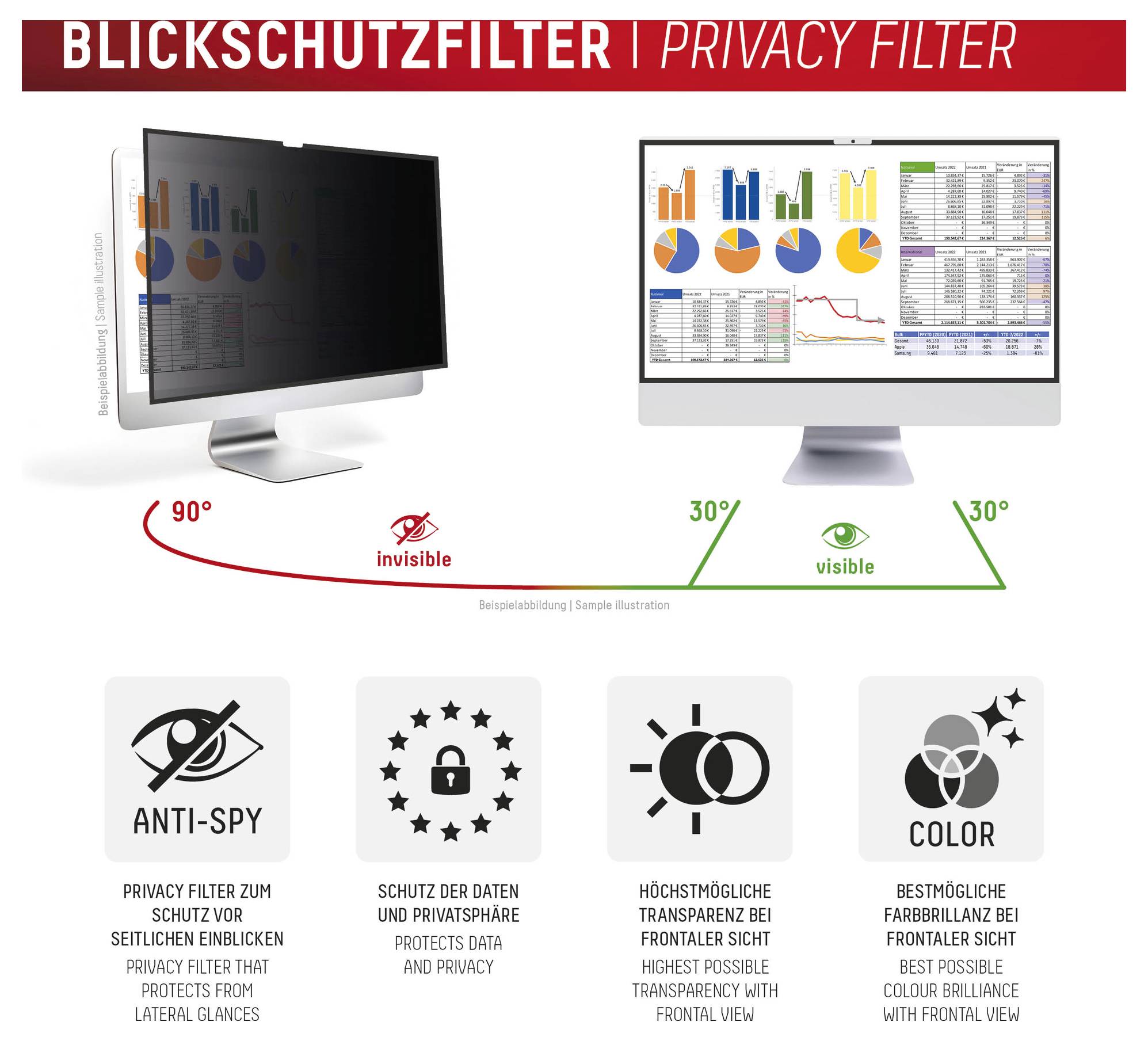 DISPLEX Displayschutzglas mit Blickschutz Apple iMac 24" 1 St. 02090