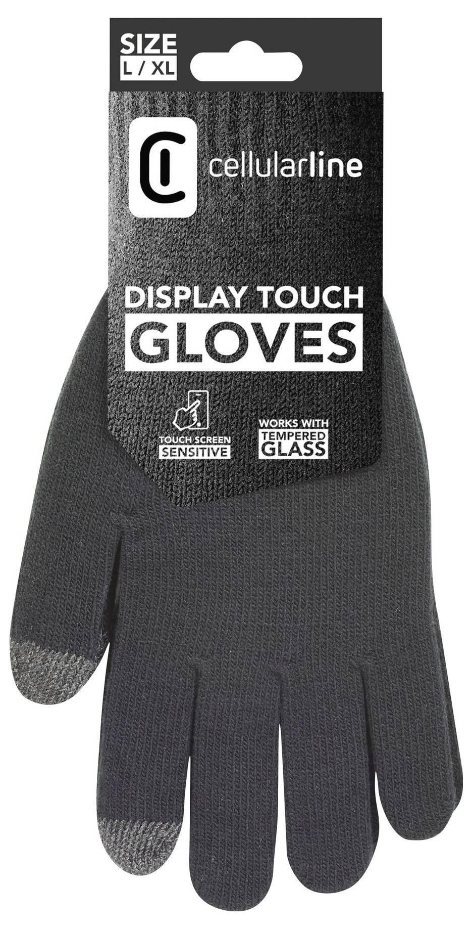 'Cellularline Display Touch Handschuhe' in Dunkelgrau, Größe L/XL, für Touchscreens konzipiert, kompatibel mit Hartglas.