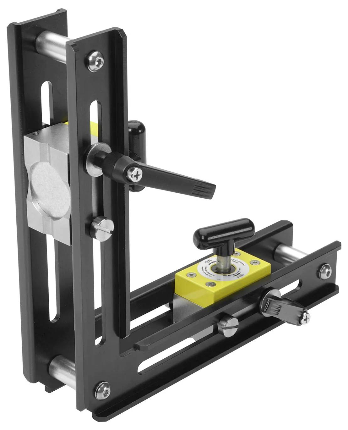 Ein Präzisions-Winkelhalter mit Stellschraube für mechanische Montage- oder Ausrichtungsaufgaben.