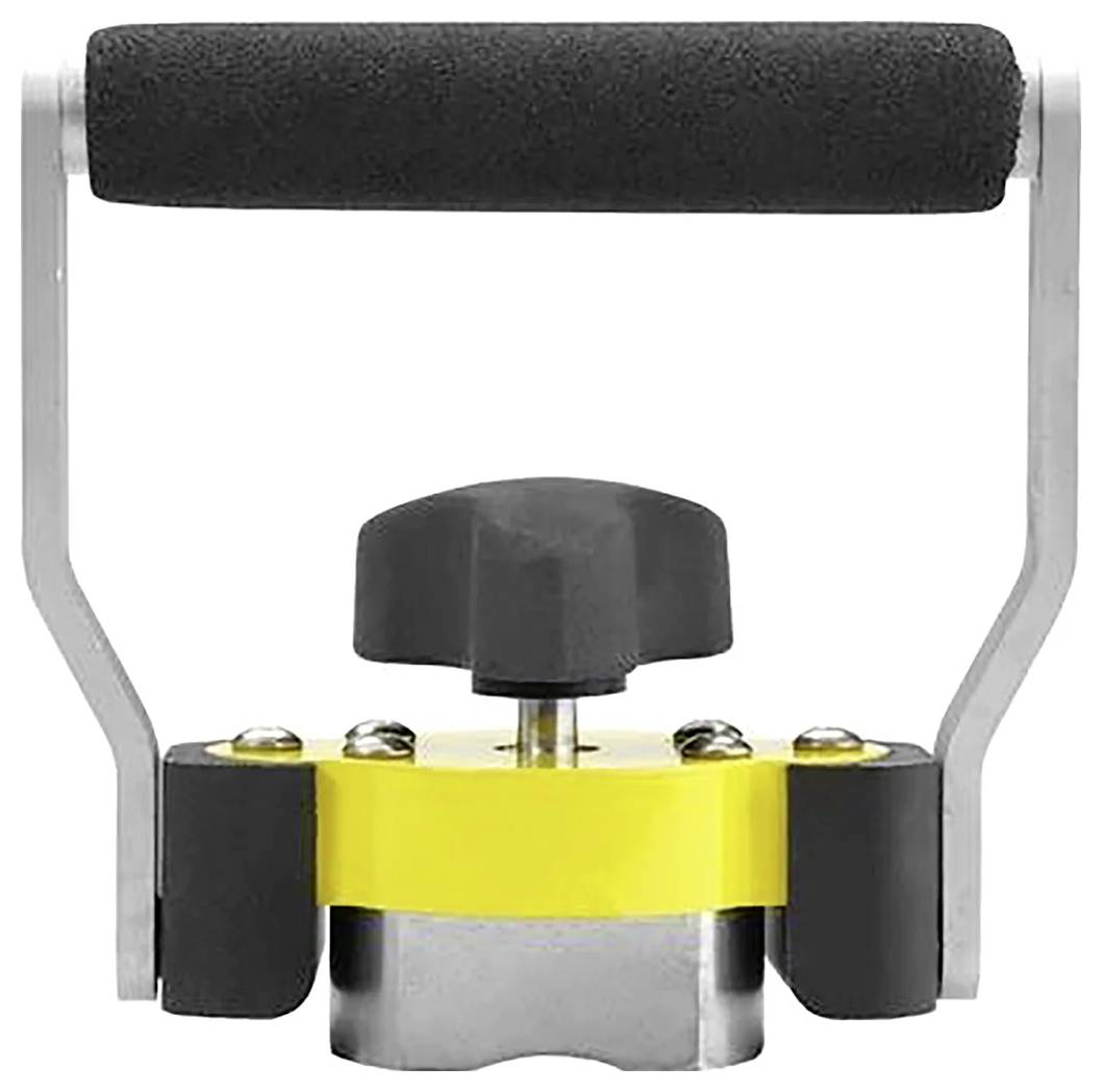 Ein kleiner, handlicher Rohrabschneider mit schwarzem Schaumstoffgriff und gelbem Metallgehäuse, entwickelt für präzises und sauberes Schneiden von Rohren.