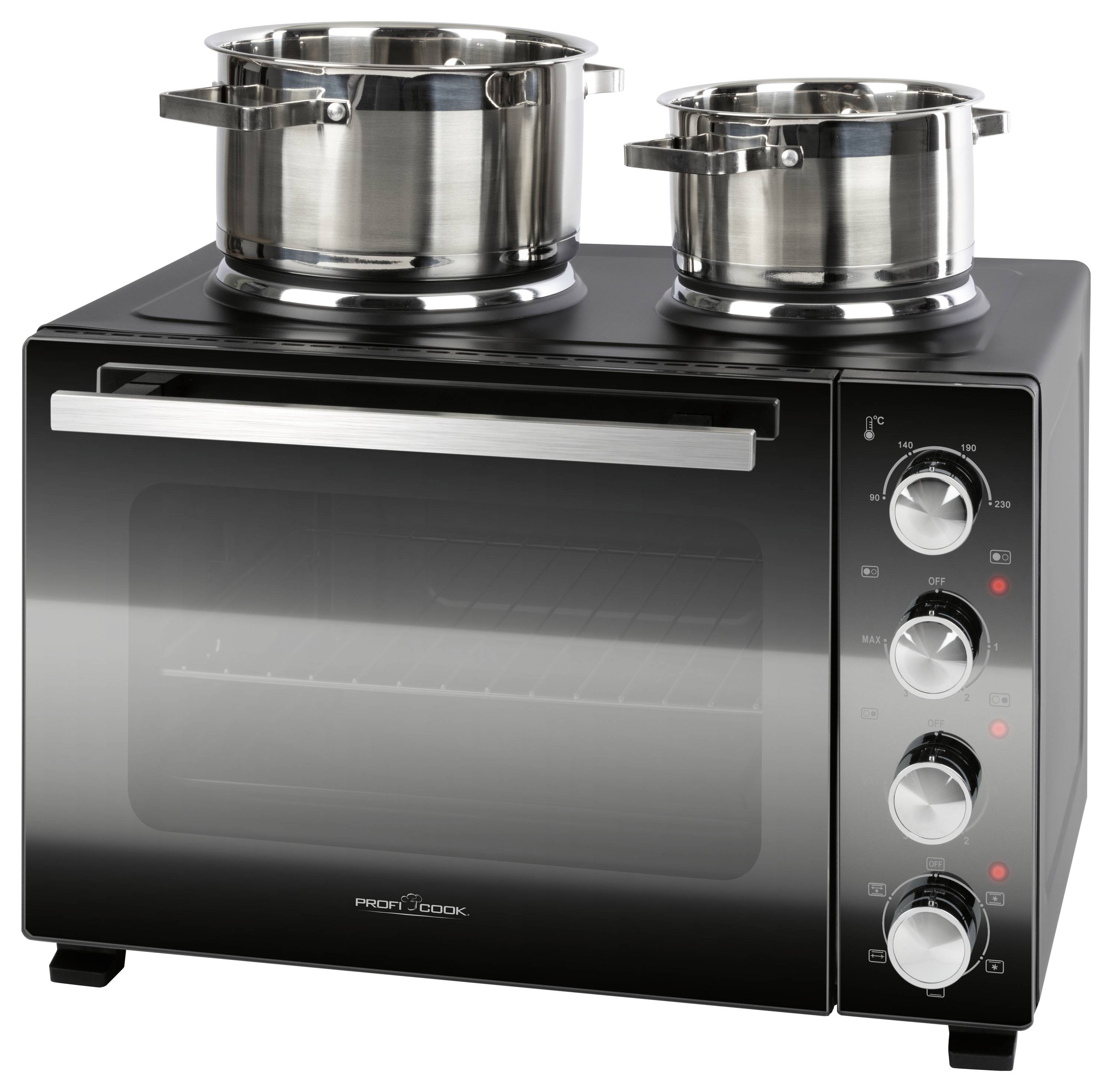 Profi Cook PC-KK 1302 Minibackofen inkl. Herdplatten, Sichtfenster, stufenloser Temperaturregler, U