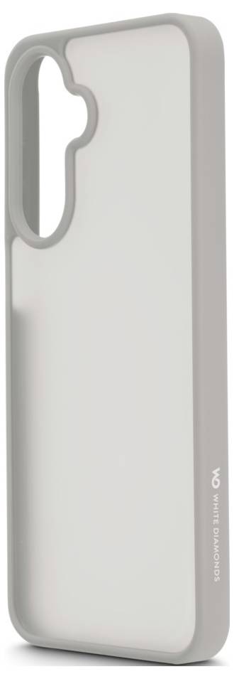 Eine graue Smartphone-Hülle mit Aussparung für die Kamera, hergestellt von White Diamonds.