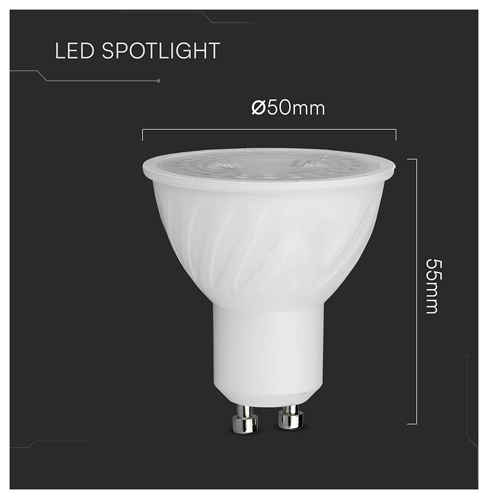 V-TAC 211956 SMD LED EEK F (A - G) GU10 6 W = 60 W Warmweiß