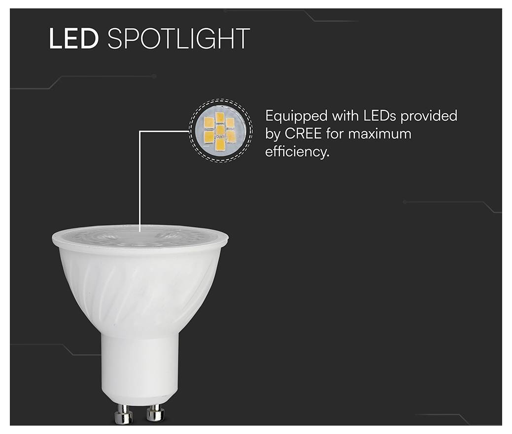 V-TAC 211956 SMD LED EEK F (A - G) GU10 6W = 60W Warmweiß