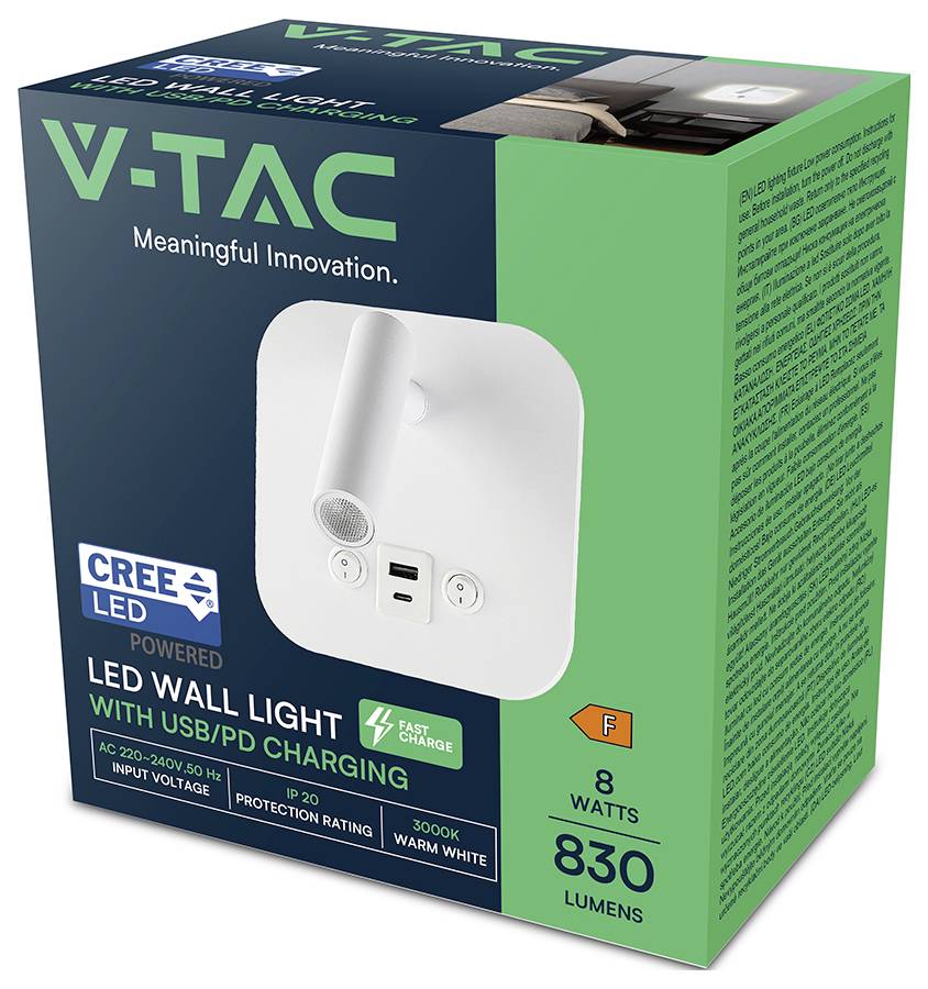 V-TAC 240026 Nachttischlampe 8 W Warmweiß EEK: F (A - G)