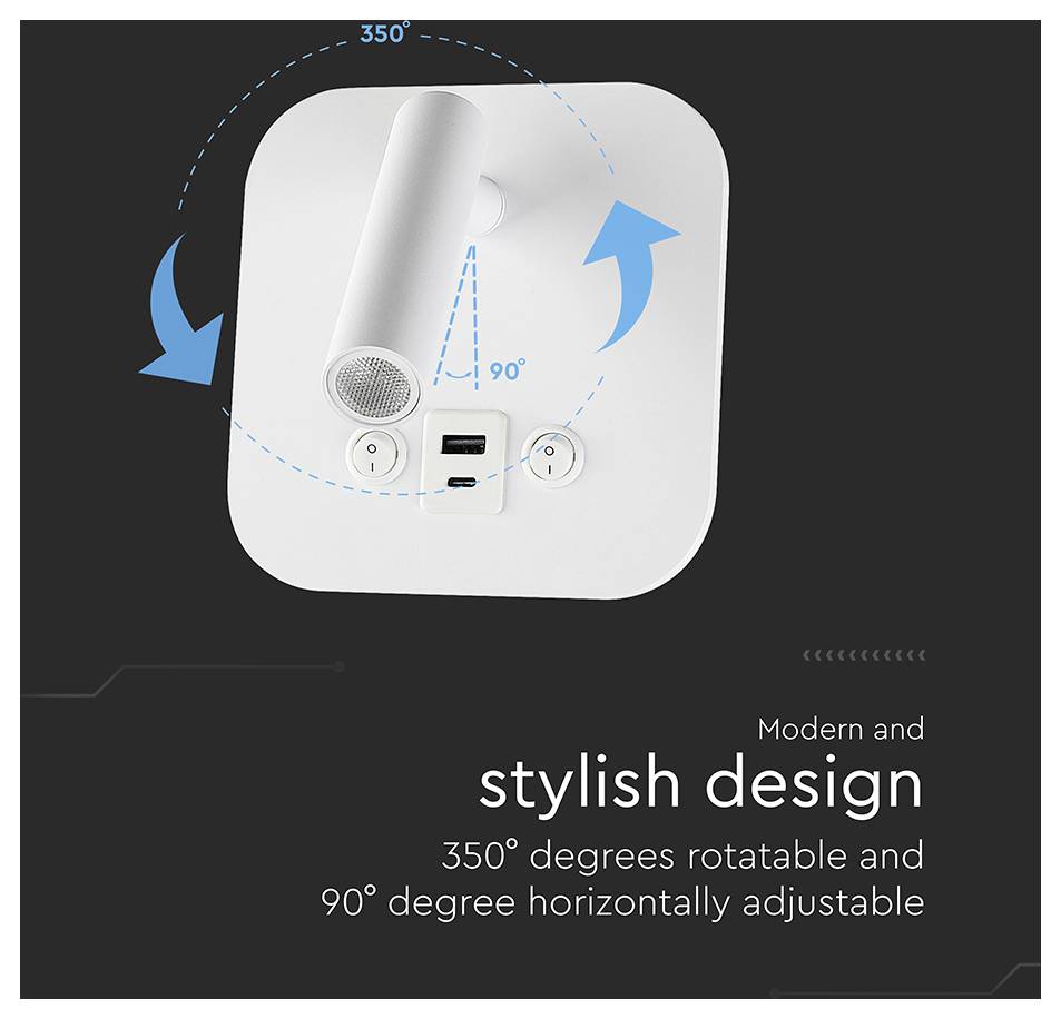 V-TAC 240026 Nachttischlampe 8 W Warmweiß EEK: F (A - G)