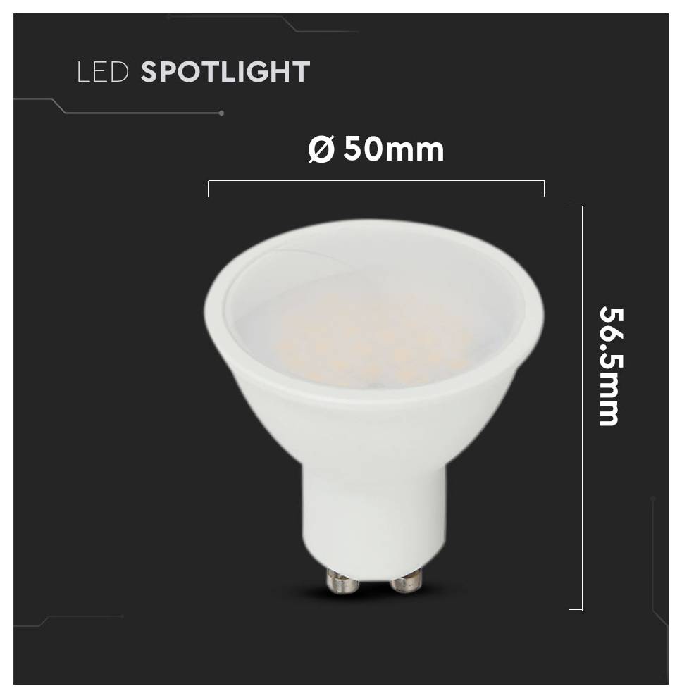 V-TAC 21201-6 SMD LED EEK F (A - G) GU10 4.5W = 35W Warmweiß