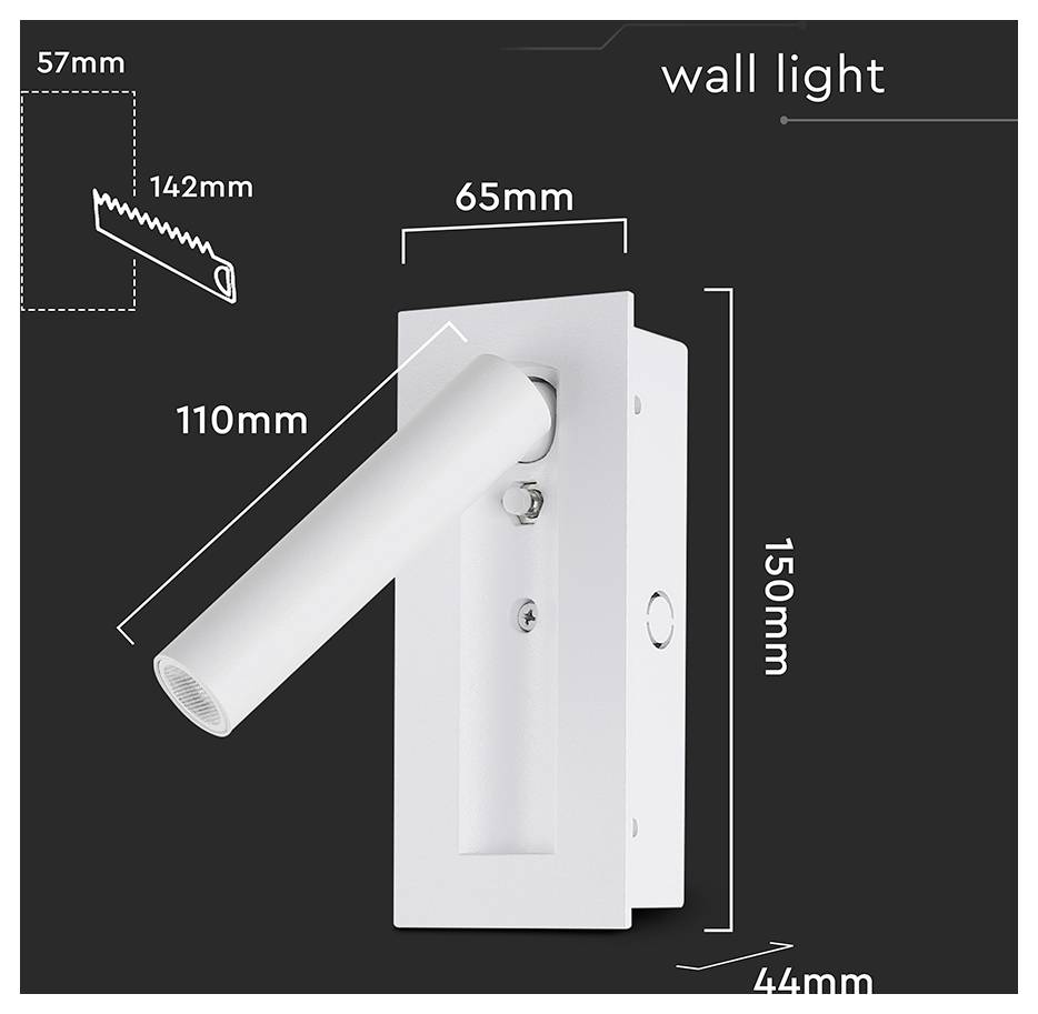 V-TAC 239986 Nachttischlampe 2W Warmweiß EEK: G (A - G)