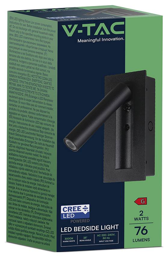 V-TAC 239996 Nachttischlampe 2 W Warmweiß EEK: G (A - G)