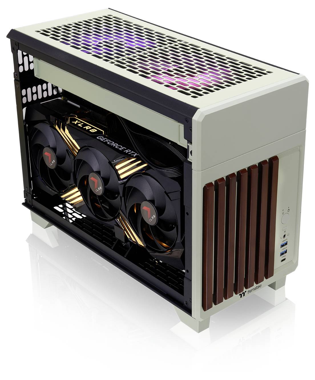 Thermaltake CA-11A-00SENN-WS Mini-Tower PC-Gehäuse Grün (Matcha)