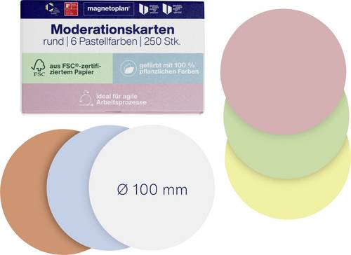 Magnetoplan Moderationskarte 6-farbig rund 100 mm 500 St.