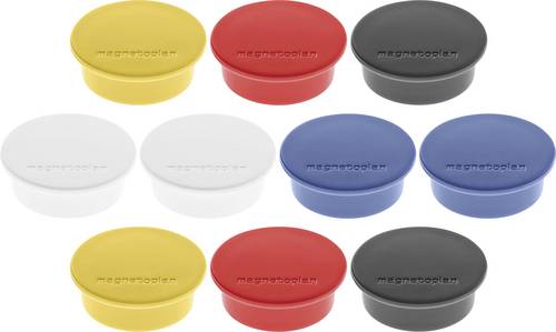 Magnetoplan Magnet (Ø x H) 40 mm x 13 mm rund Weiß, Gelb, Rot, Schwarz, Blau 10 St. 1662010