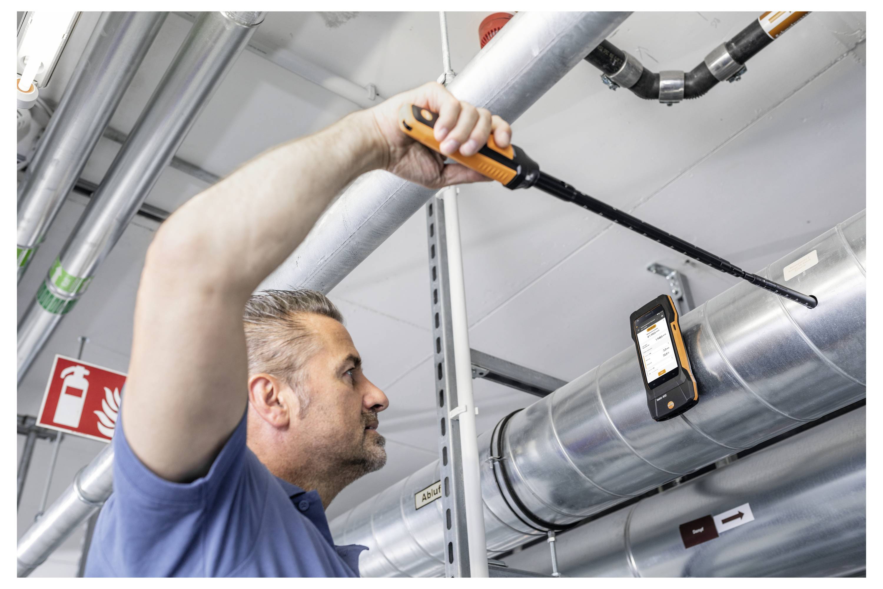 Testo 400 - Strömungs-Set mit 16 mm-Flügelradsonde Umweltmesstechnik-Set Temperatur, Druck -40, 0 - 150, 200°C, hPa