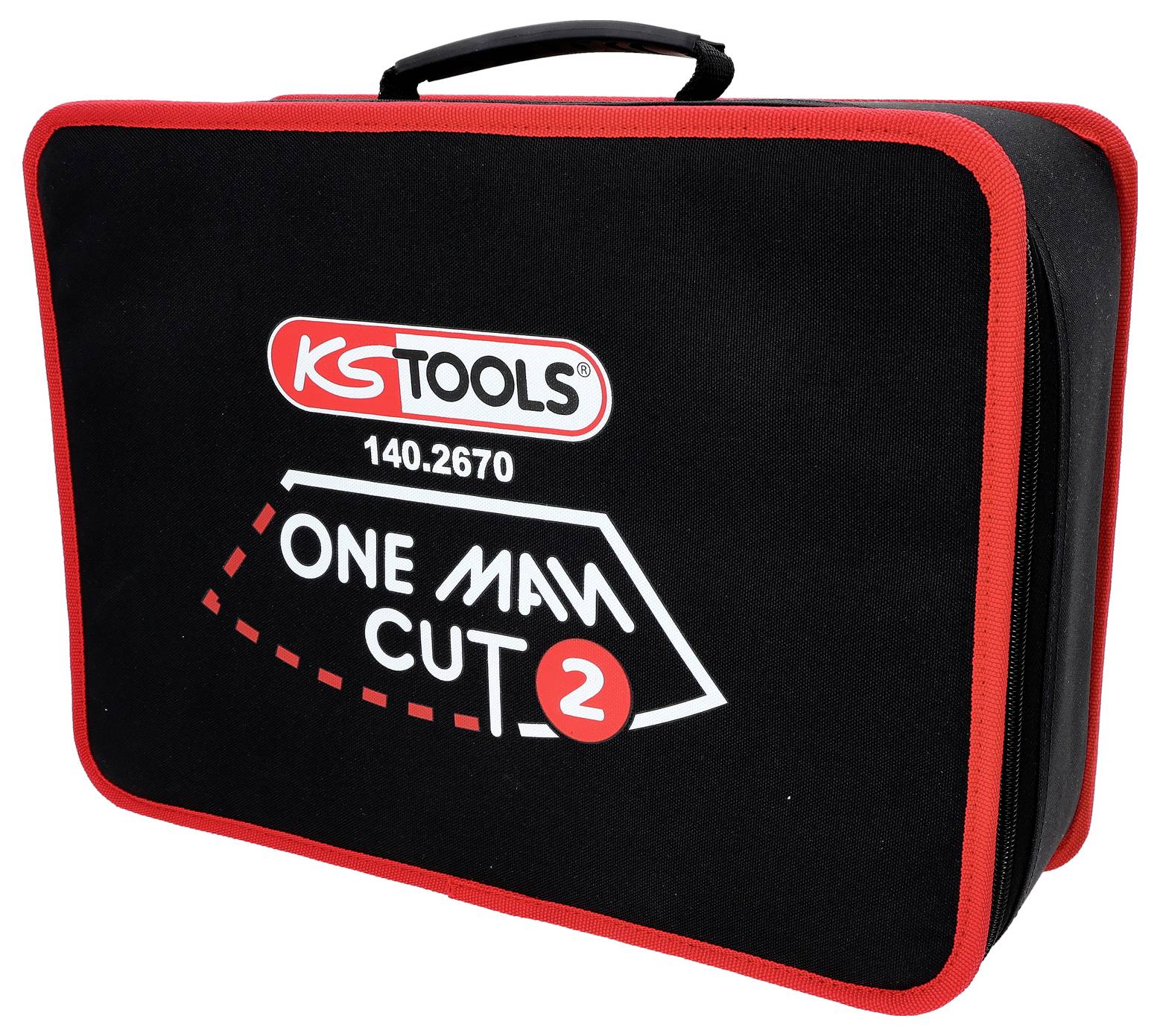 Ein schwarzer und roter KS Tools Transportkoffer mit der Aufschrift 