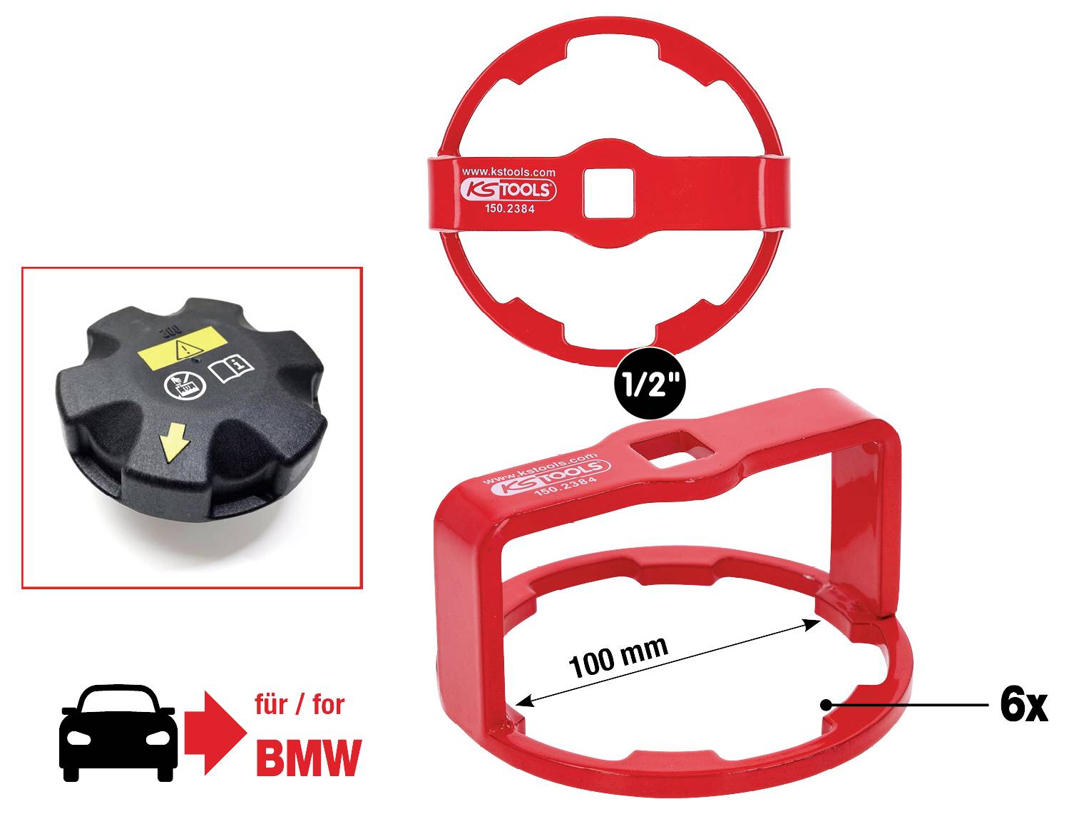 KS Tools 150.2384 1/2" Kühlerdeckel-Lösewerkzeug für BMW