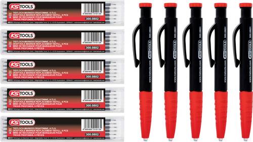KS Tools 300.0800 Tieflochmarker Schwarz/Rot 5 St.
