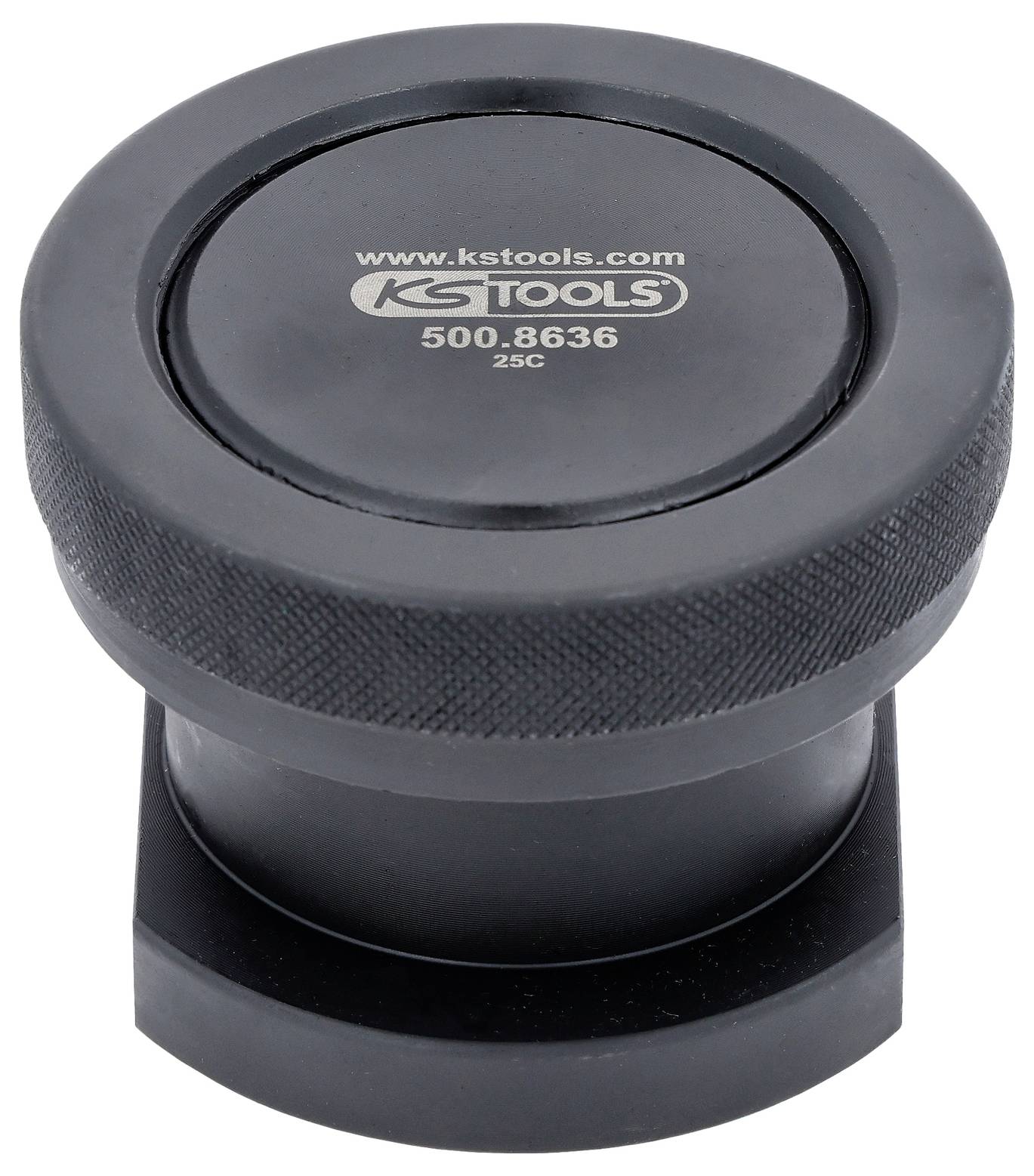 Eine schwarze magnetische Schweißerdungsklemme mit 'www.kstools.com' und der Modellnummer '500.8636', die oben aufgedruckt ist und für sichere Metallverbindungen konzipiert ist.