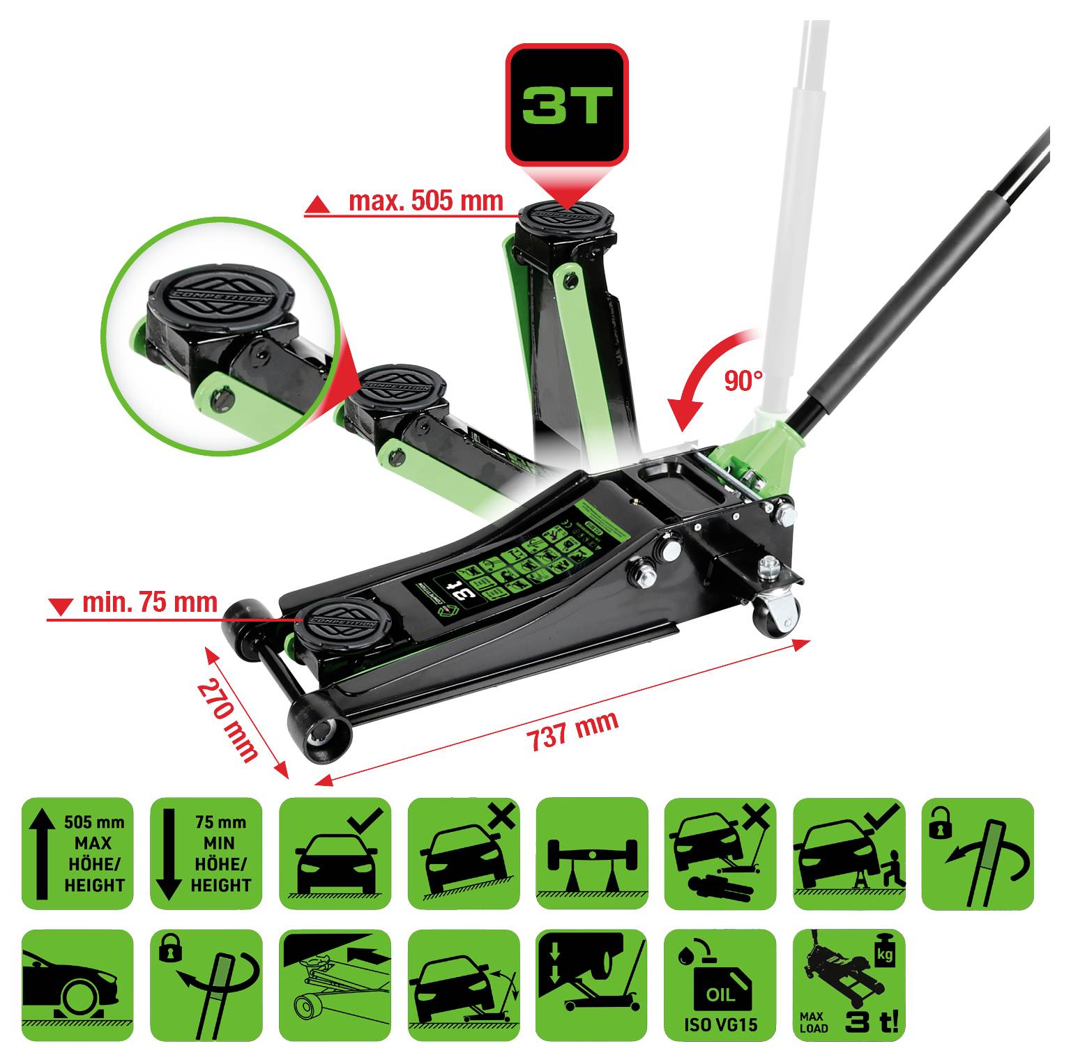 KS Tools Hydraulischer Wagenheber 3000kg