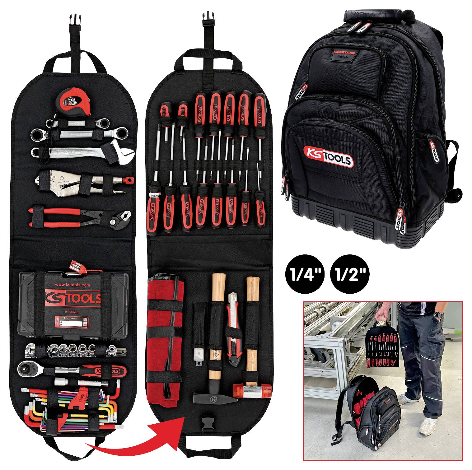 KS Tools 850.0131 Werkzeugrucksack bestückt