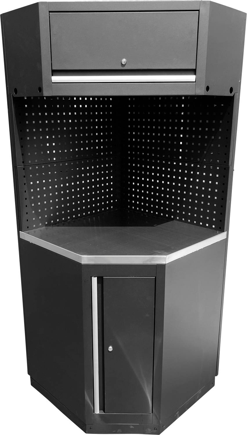 KS Tools 866.6010 Werkstatt-Schranksystem Eck-Modul, Edelstahlarbeitsplatte (B x H x T) 600 x 1890 x 500mm