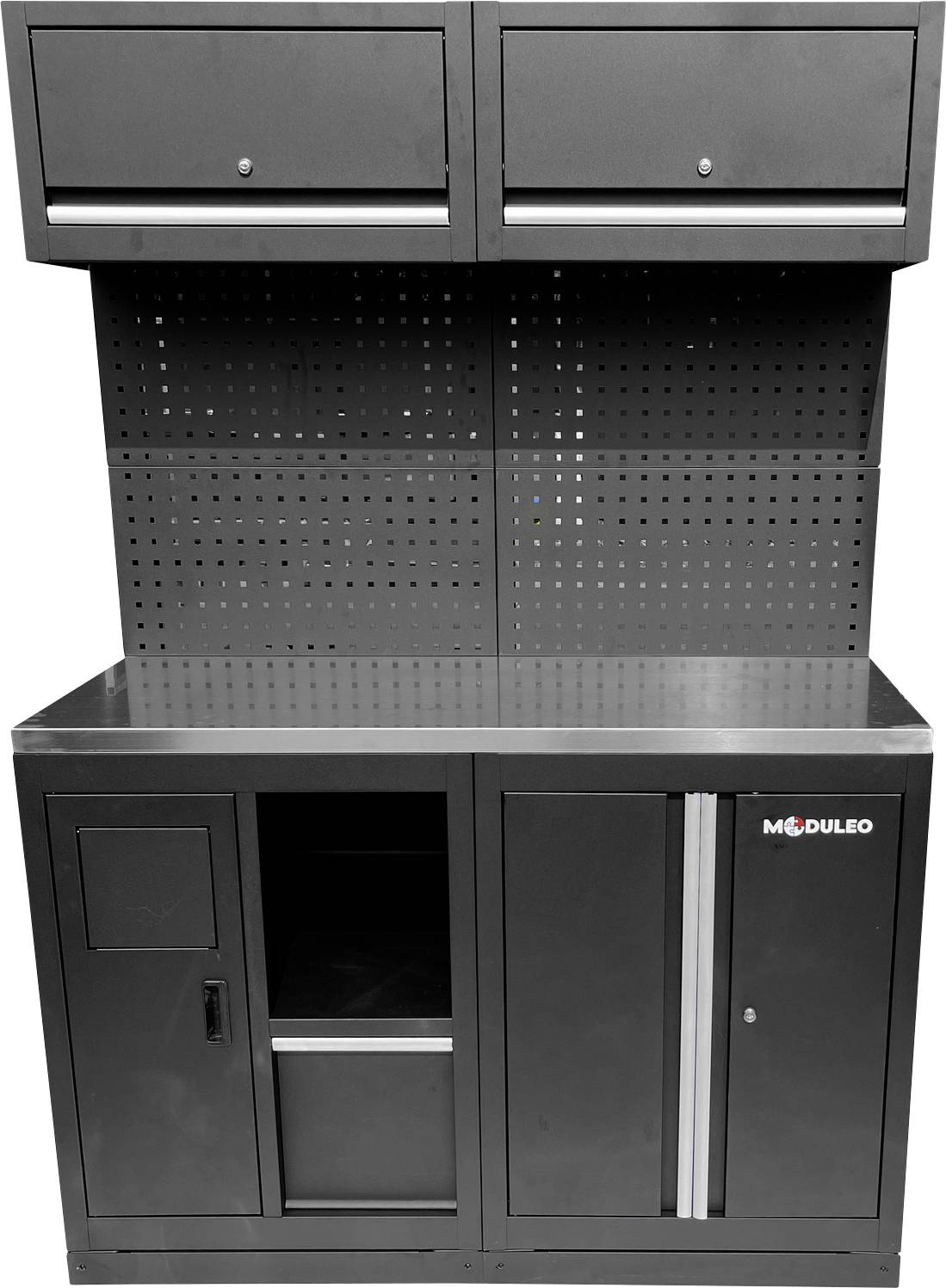 KS Tools 866.6040 Werkstatt-Schranksystem-Erweiterungsmodul, Edelstahlarbeitsplatte, Abfallsystem mit Papierrollenhalter