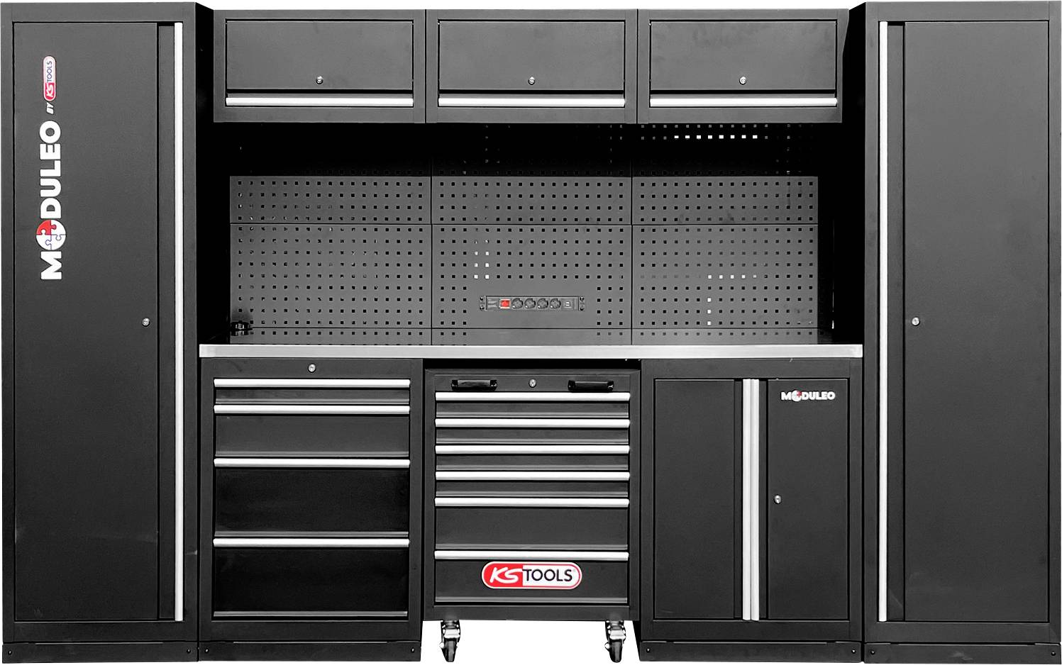 KS Tools 866.6205 Werkstatt-Schranksystem, gerade, 3240 x 500mm (B x H x T) 3240 x 1890 x 500mm