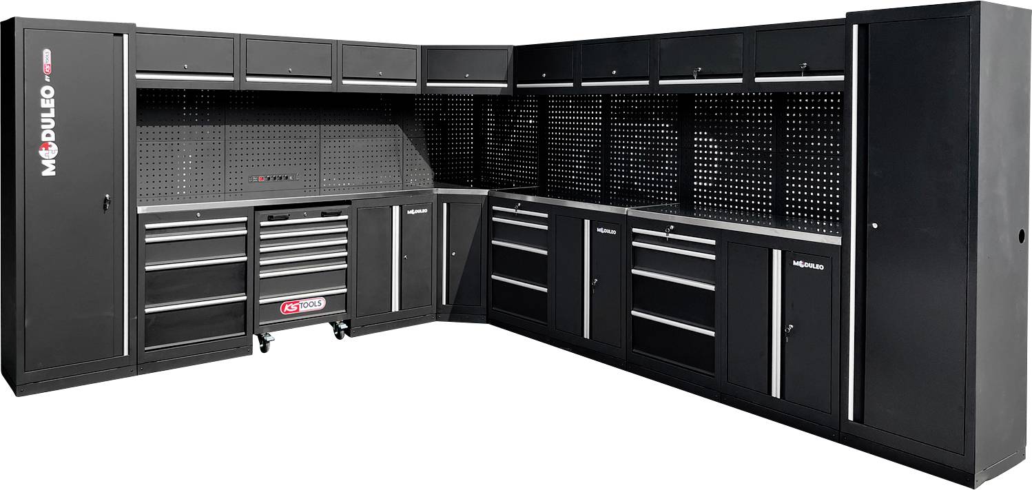 KS Tools 866.6280 Werkstatt-Schranksystem, L-Form, 3400 x 4080 mm, Variante 2 (B x H x T) 3400 x 1890 x 500mm
