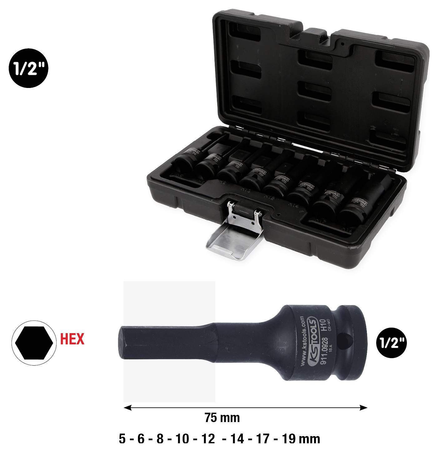 KS Tools Stecknuss-Set 1/2" 911.0902
